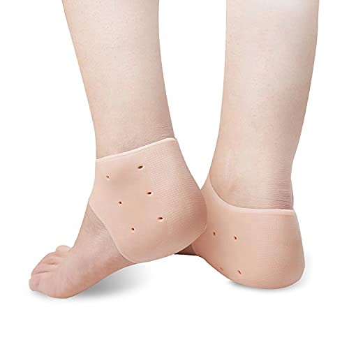 Gel Heel Cups Sleeves for Pain Relief - Silicone Heel Cushion Pads for Dry Cracked Heels, Achilles Tendonitis & Plantar Fasciitis Support - Comfortable Foot Care for Men & Women (1 Pair) - Perfect for Running, Walking & Daily Wear