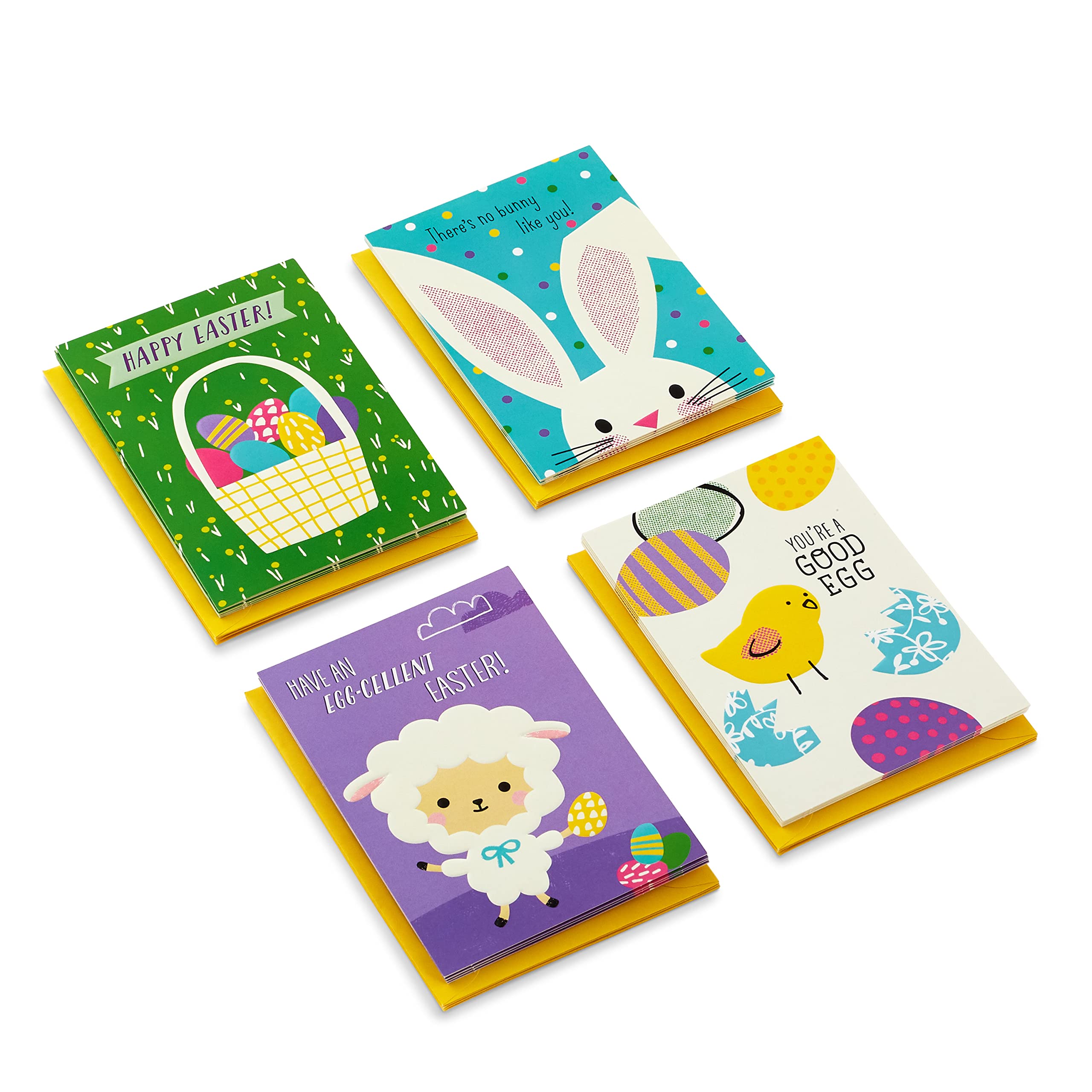 Hallmark Kids Pack of 12 Assorted Easter Greeting Cards with Envelopes - Easter Egg, Bunny & Chick Designs - Perfect for Classroom Exchanges, Easter Baskets & Holiday Gifting