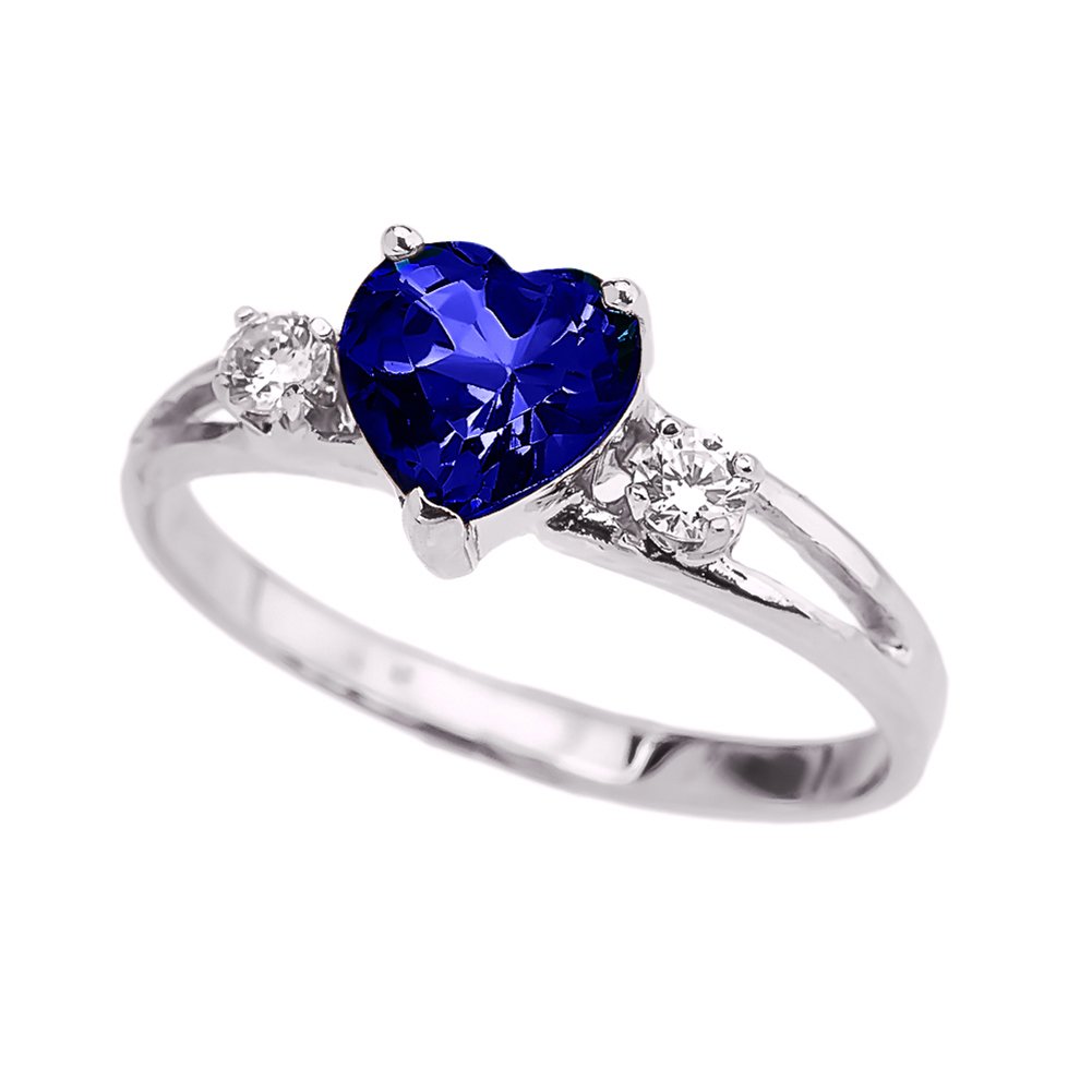 14K White Gold September Birthstone Heart Ring with White Topaz - Elegant Promise & Proposal Ring for Women, Perfect for Anniversaries, Engagements & Special Occasions