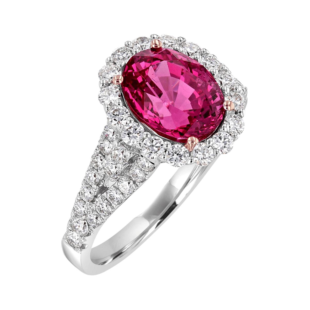 2.80 CT Spinel & 0.83 CTW Diamond Oval Halo Ring for Women - Elegant Engagement & Wedding Jewelry Gift - Perfect for Anniversaries, Proposals and Special Occasions