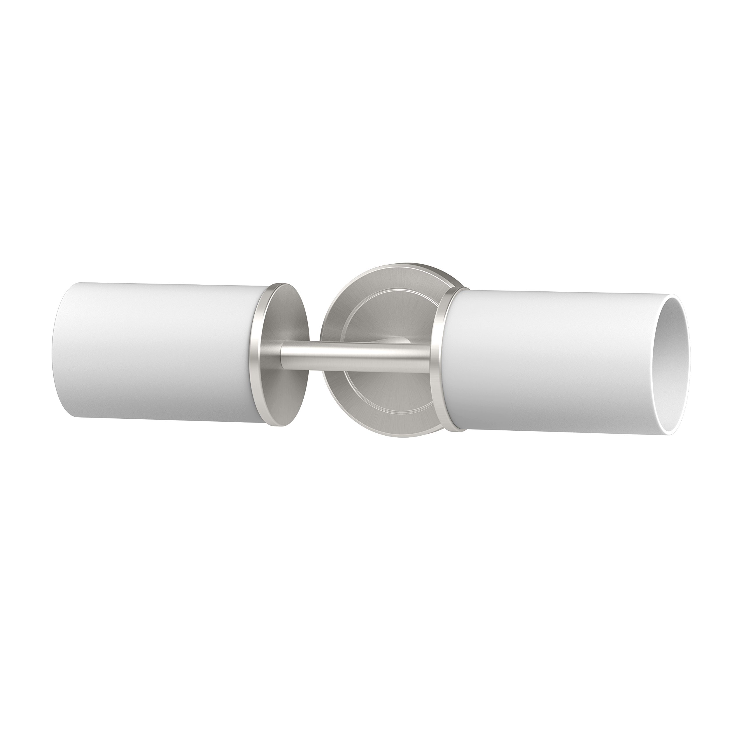 Gatco 1684 Latitude II Double Sconce Wall Light - Satin Nickel Finish, 2-Light Bathroom Vanity Fixture, Vertical or Horizontal Mount - Perfect for Bathroom, Bedroom, and Hallway Lighting