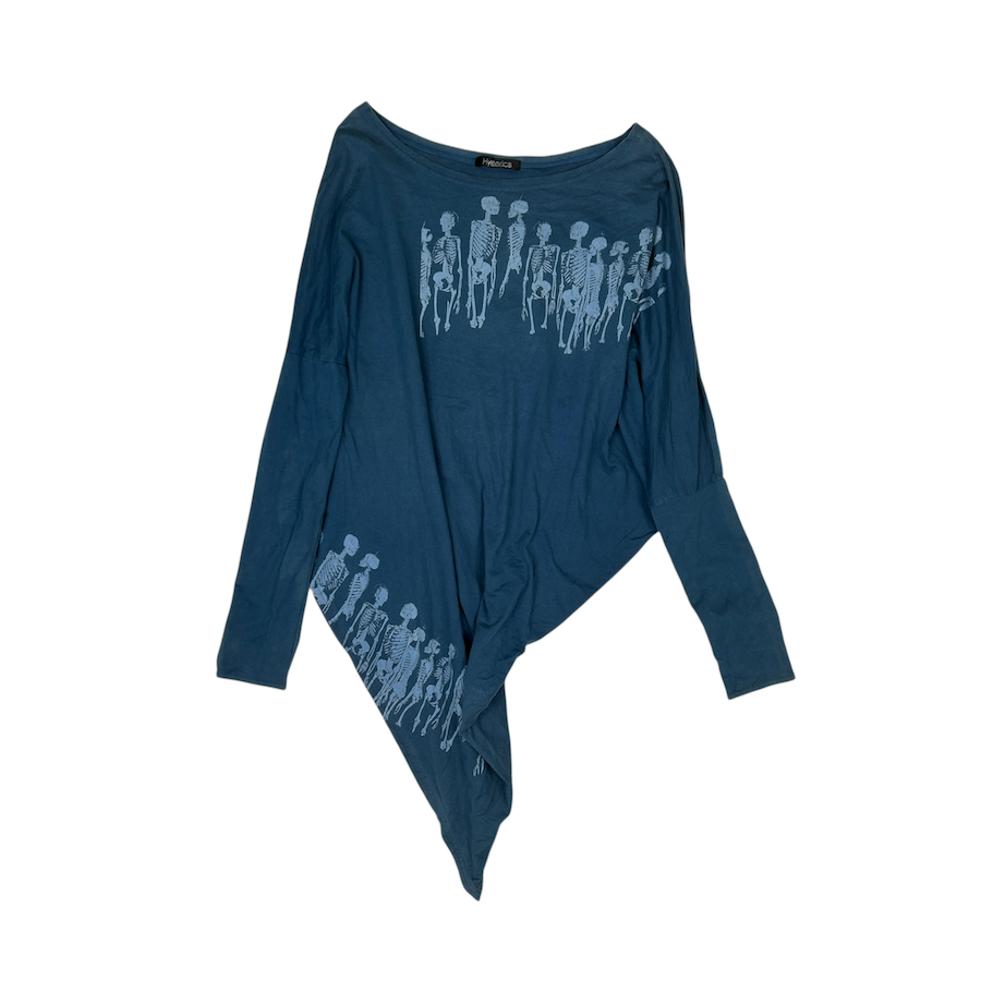 HYSTERIC GLAMOUR Women's Asymmetrical Long Sleeve Teal Top - Fashionable Casual Wear for Party, Date Night & Office Outfits