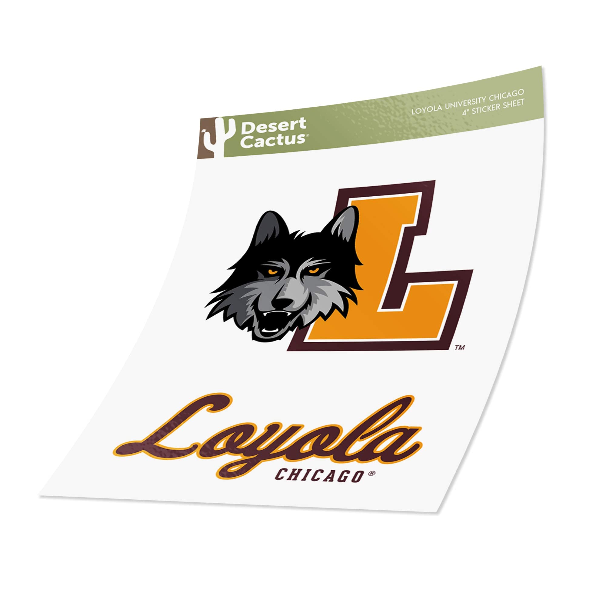 Loyola University Chicago Ramblers Desert Cactus Vinyl Decal Sticker Set (4 Inch) - Perfect for Laptop, Water Bottle, Car & Scrapbook Decor - NCAA Fan Gift & School Spirit Accessories