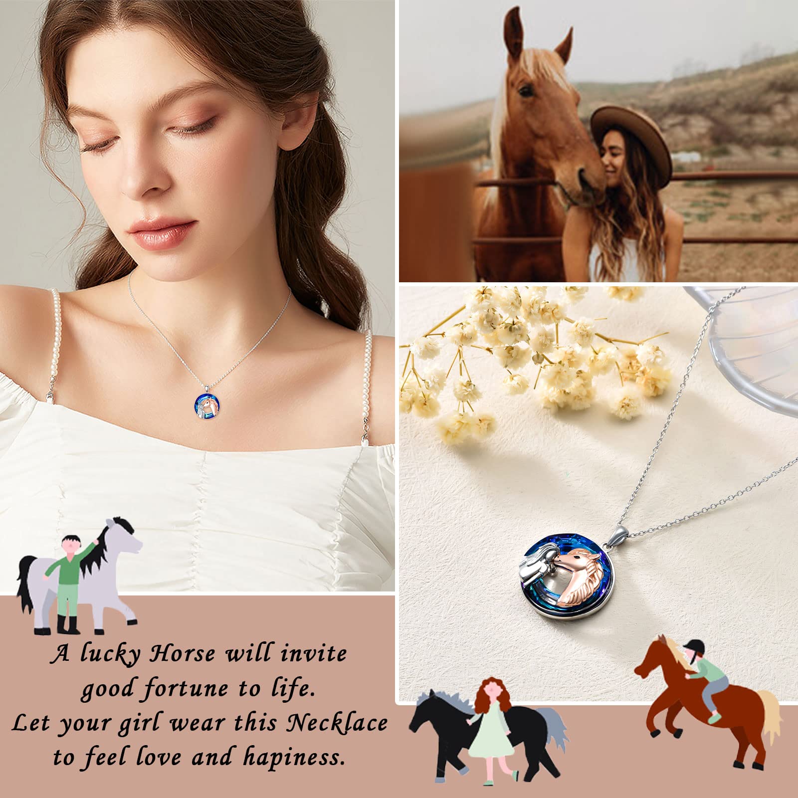 Sterling Silver Horse Pendant Necklace for Women - Elegant Equestrian Jewelry Gift for Horse Lovers, Birthday, Anniversary & Special Occasions | Perfect for Western Riders, Equestrian Events & Everyday Wear