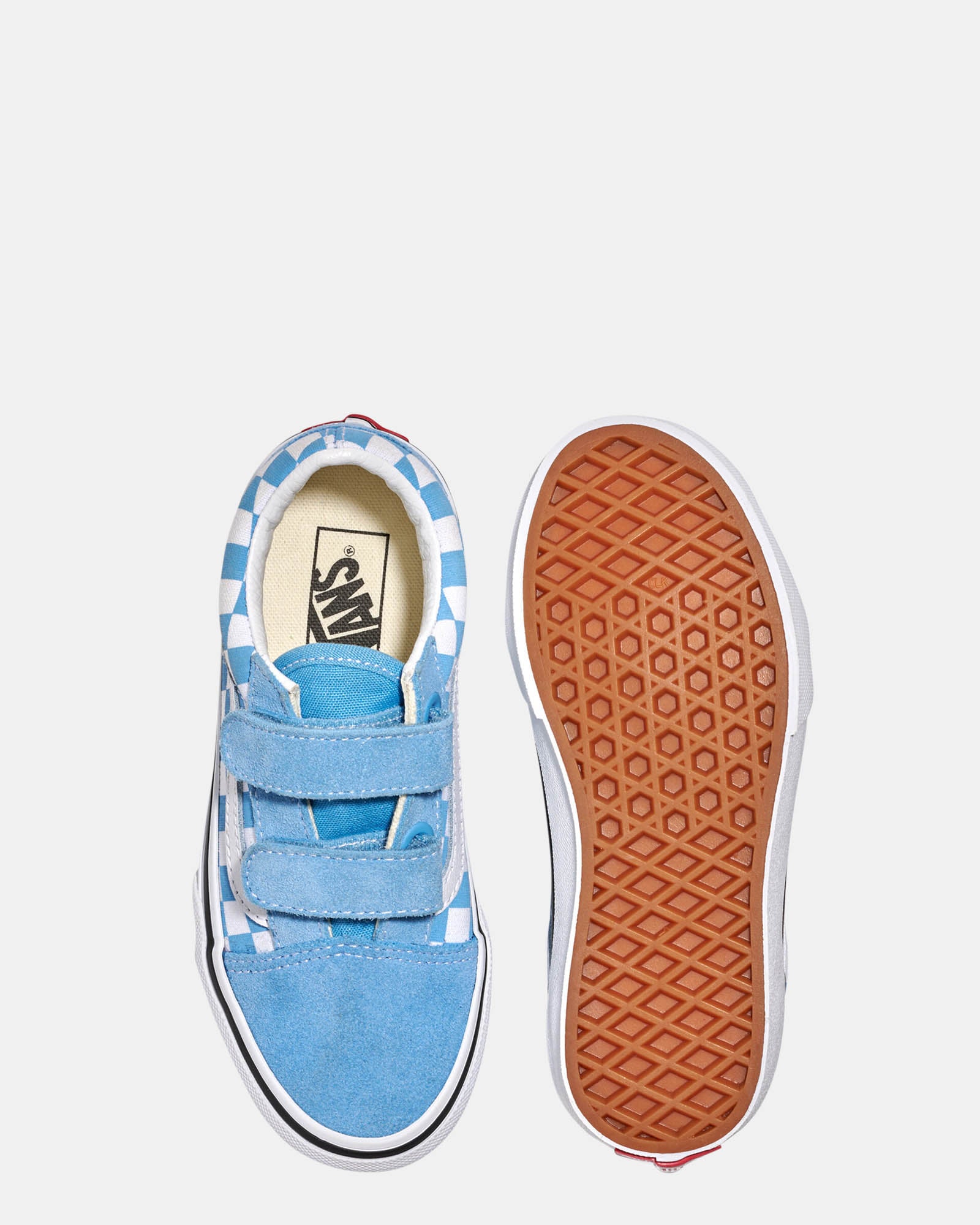 Vans Old Skool V Check Youth Heritage Blue Sneakers - Classic Skate Shoes for Boys & Girls - Perfect for School, Skateboarding & Casual Wear