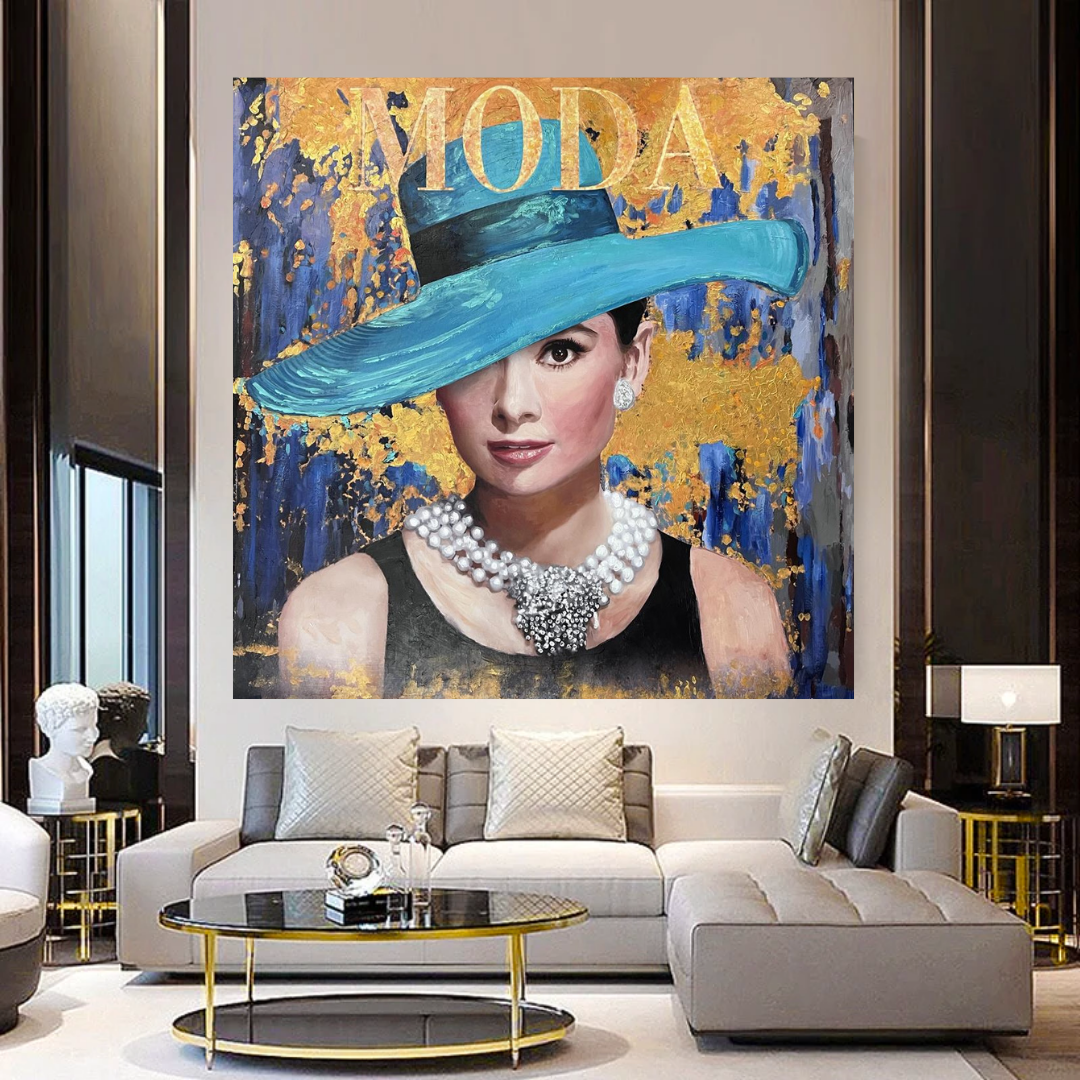 Audrey Hepburn Canvas Art - Vintage Hollywood Wall Decor for Living Room, Bedroom & Office | Classic Movie Star Portrait Painting