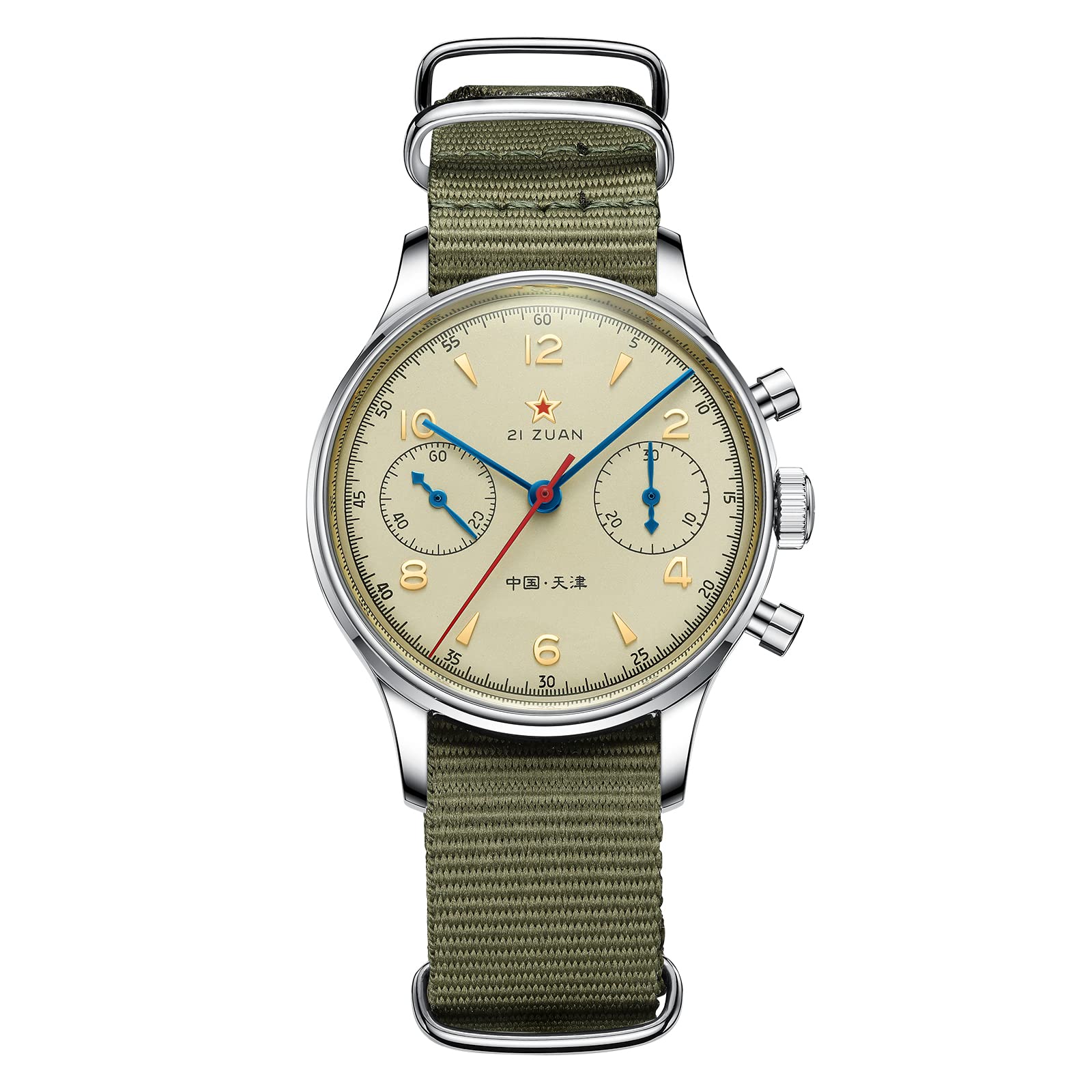 AESOP Chronograph Mechanical Men's Watch with ST1901 1963 Movement - Manual Wind Analog Wristwatch, Stainless Steel Case, Sapphire Crystal, Waterproof & Luminous - Perfect for Pilot, Military, and Casual Wear