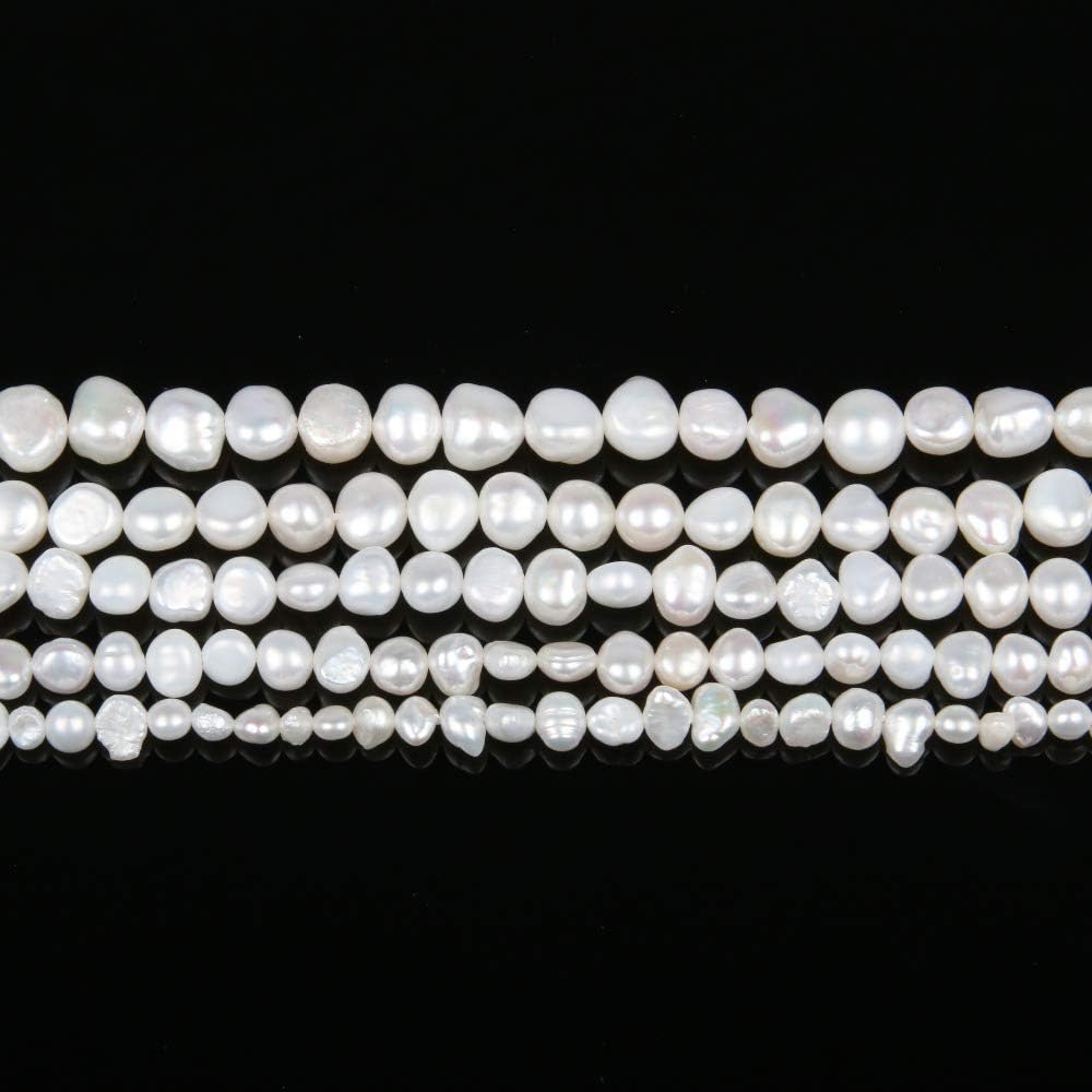 5-6mm Natural Freshwater Pearl Beads - Loose DIY Jewelry Making Supplies for Necklace, Bracelet, Earrings (2 Strands, 14 Inches) - Perfect for Wedding, Bridal, Boho & Handmade Jewelry Designs