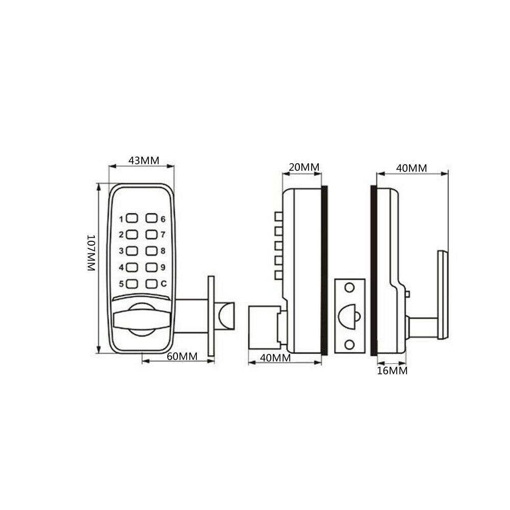 Smart Keyless Digital Electronic Password Door Lock - Mechanical Security Lock for Home & Office, Indoor & Outdoor Use (107x42x25mm) - Ideal for Apartments, Garages, and Storage Rooms