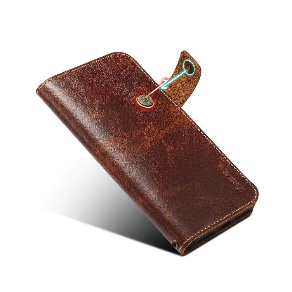 Premium Genuine Leather Case for Apple iPhone 12 (2020) - Slim Flip Cover with Wallet Function - Perfect for Business, Travel & Everyday Protection