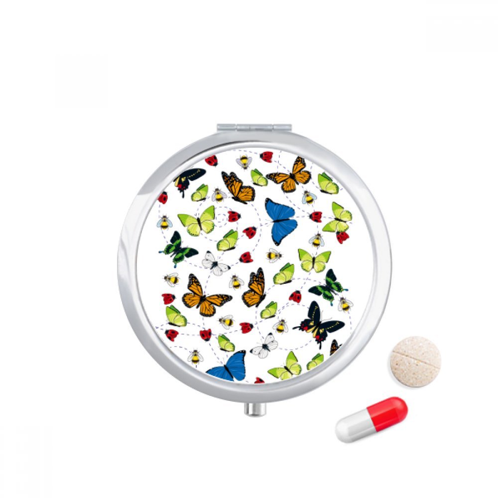 Butterfly Pill Case - Travel Medicine Storage Box with Mirror for Gifts & Daily Use