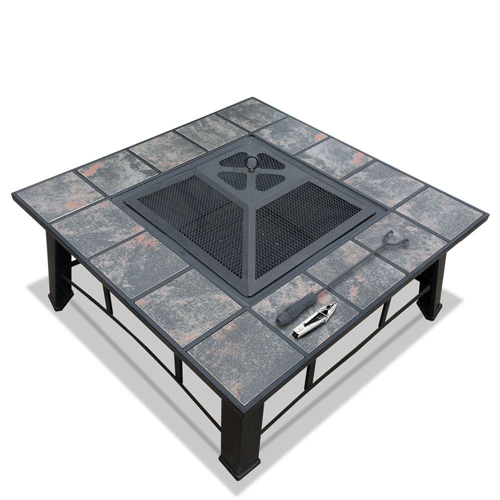 Outdoor Fire Pit BBQ Grill Smoker Table - Wood Burning Firepit for Garden, Patio, Backyard & Camping - Perfect for Grilling, Smoking & Social Gatherings