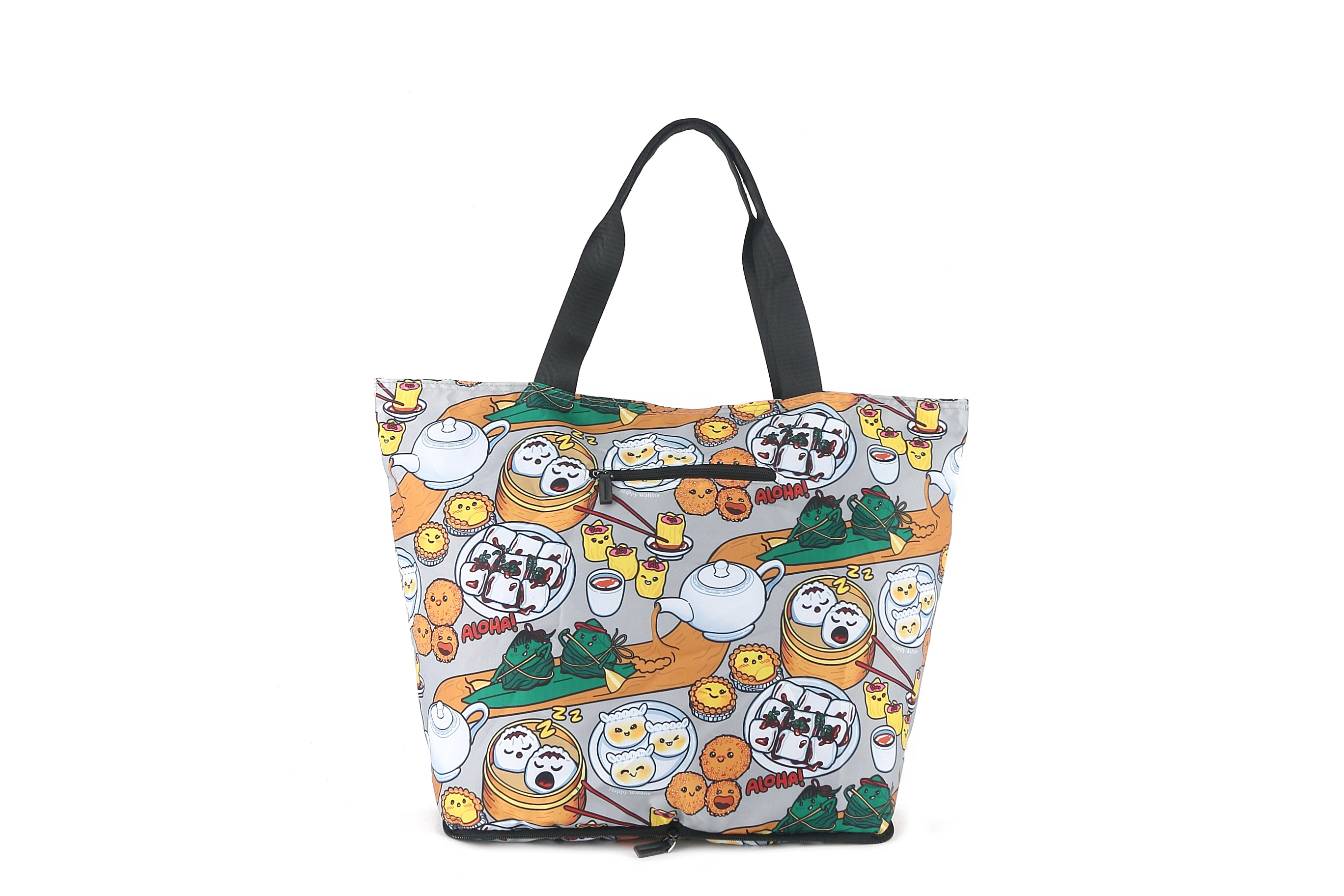 Foldable Reusable Grocery Tote Bag - Stylish James Dim Sum Grey - Perfect for Shopping, Picnics & Beach Trips