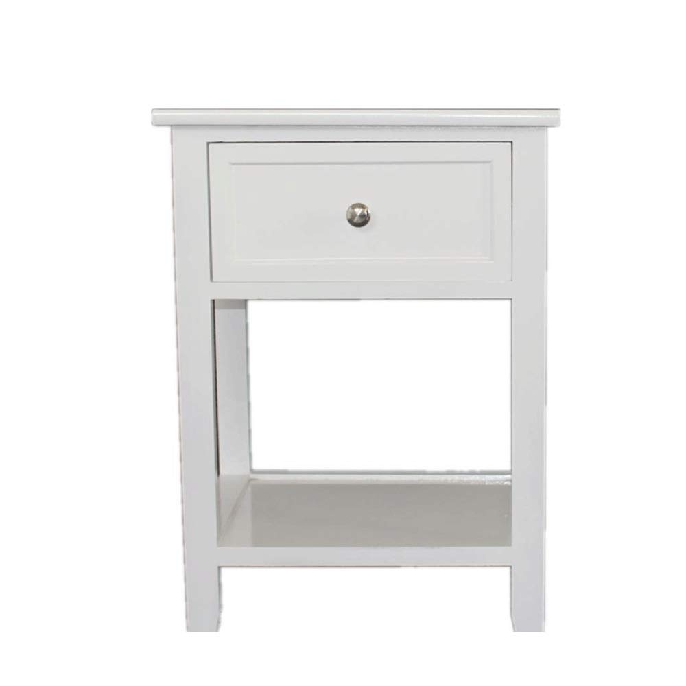 Modern White 2-Tier Drawer Nightstand & Coffee Table - Simple Side Intersection Design for Bedroom & Living Room Furniture - Perfect for Small Spaces & Home Organization