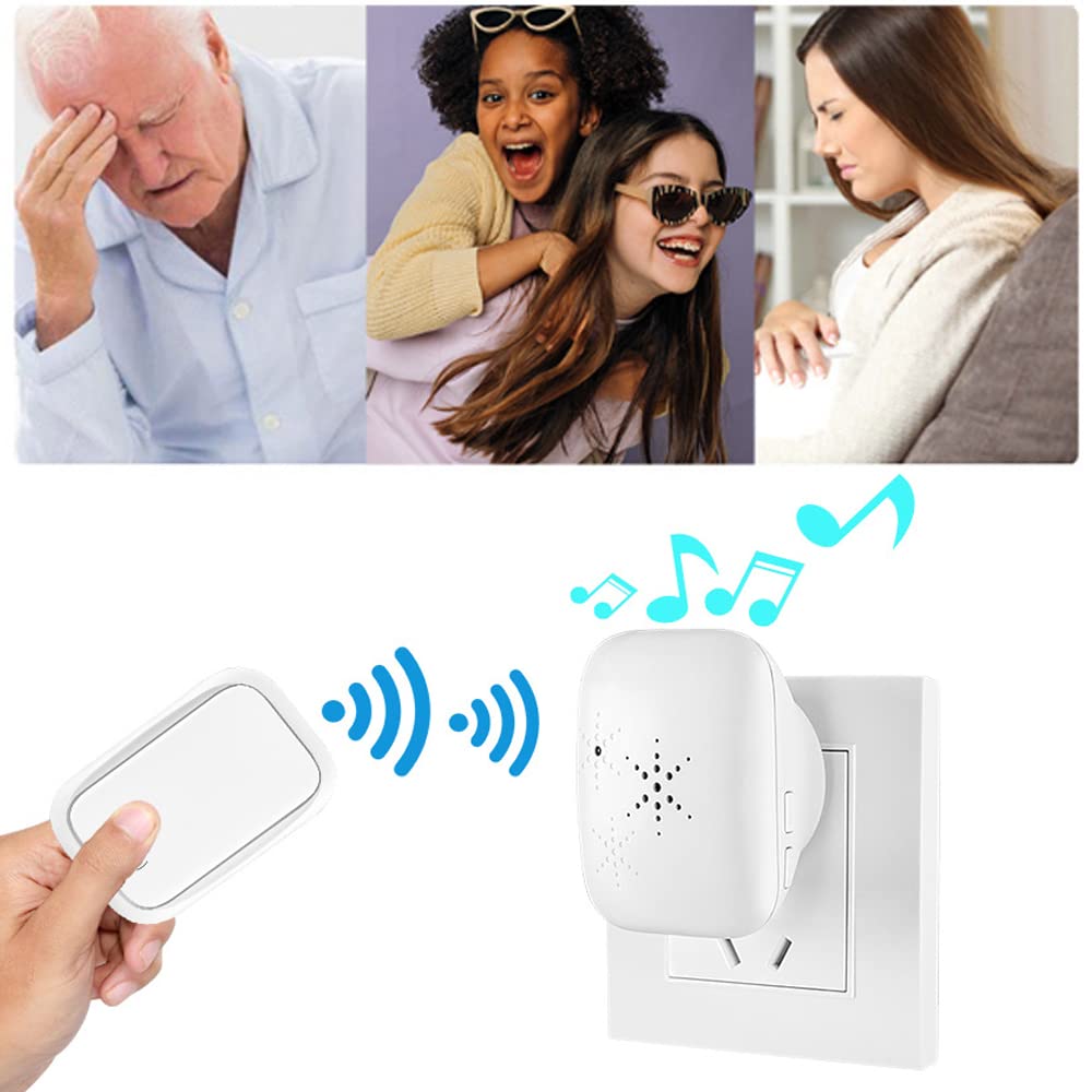 150M Long Range Wireless Doorbell with 38 Melodies, 433.92MHz Frequency, IP44 Weatherproof - Perfect for Home, Classroom, Office & Outdoor Use (Black)