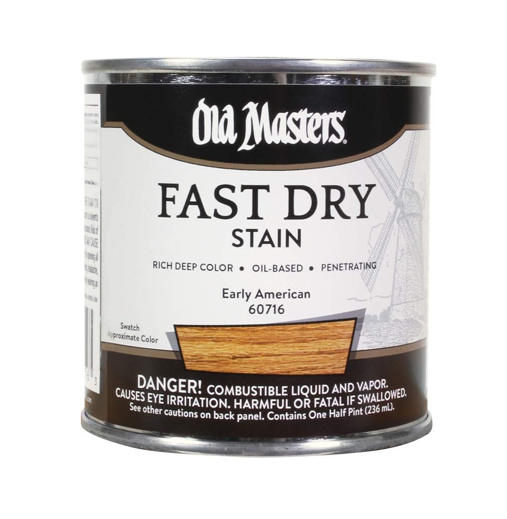 Old Masters Stain OB Fast Dry Early AMER 60716 - Premium Wood Stain for Furniture, Decks & DIY Projects - Quick Drying, Durable Finish for Indoor & Outdoor Use