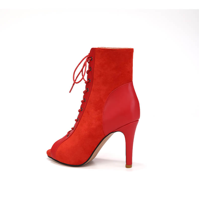 Women's Peep Toe Suede Ankle Boots with Block Heel - Stylish Fall & Winter Fashion Booties for Office, Party & Date Night Outfits