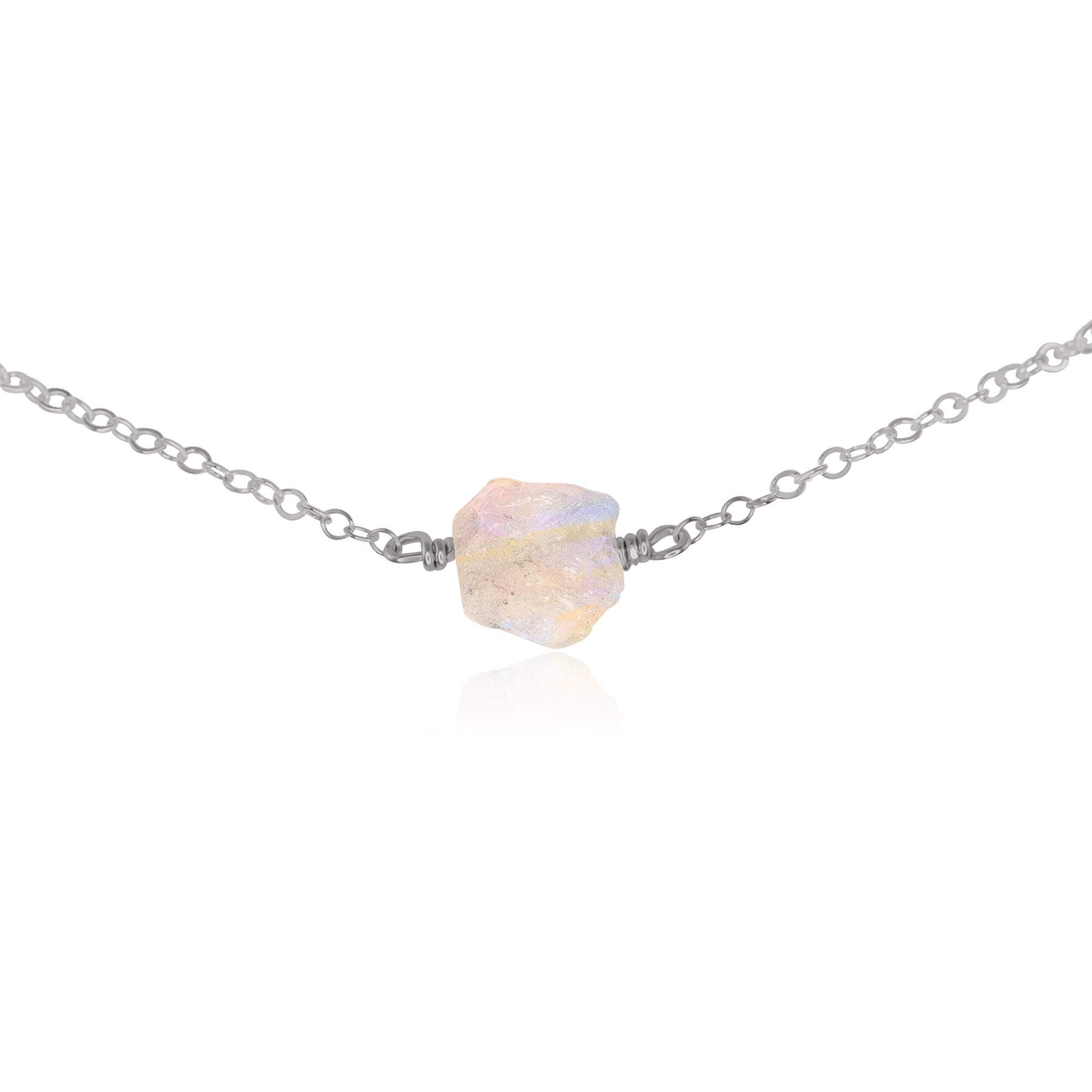 Natural Rainbow Moonstone Crystal Nugget Choker Necklace - Healing Stone Jewelry for Women, Boho Style Layering Piece | Perfect for Meditation, Yoga & Spiritual Gifts