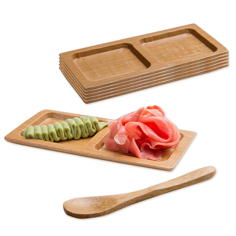 100-Pack Eco-Friendly Rectangle Bamboo Plates (4.75