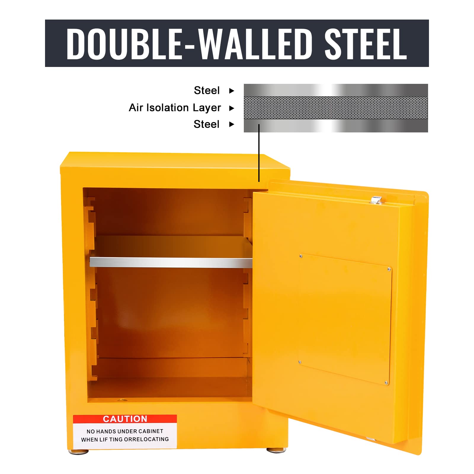 Flammable Safety Storage Cabinet 17x17x22 Inches - Fireproof & Explosion Proof Chemical Cabinet for Garage, Workshop, Lab & Industrial Use - OSHA Compliant Hazardous Material Storage Solution