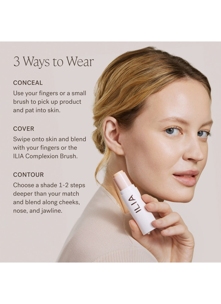ILIA Beauty Skin Rewind Complexion Stick - Foundation & Concealer 2-in-1, Vegan & Cruelty-Free Makeup for Flawless Coverage - Perfect for Everyday Wear & On-The-Go Touch Ups