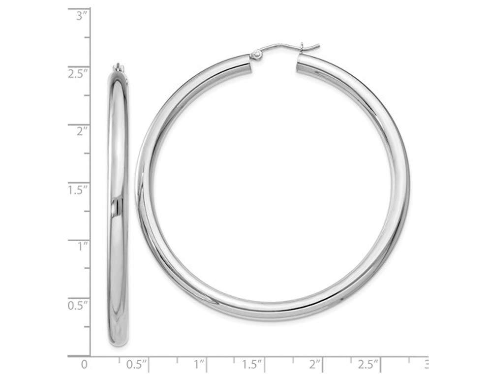 Extra Large Sterling Silver Hoop Earrings - 2.5 Inch (4.0mm) Durable 925 Silver Fashion Jewelry for Women - Perfect for Parties, Weddings & Everyday Wear