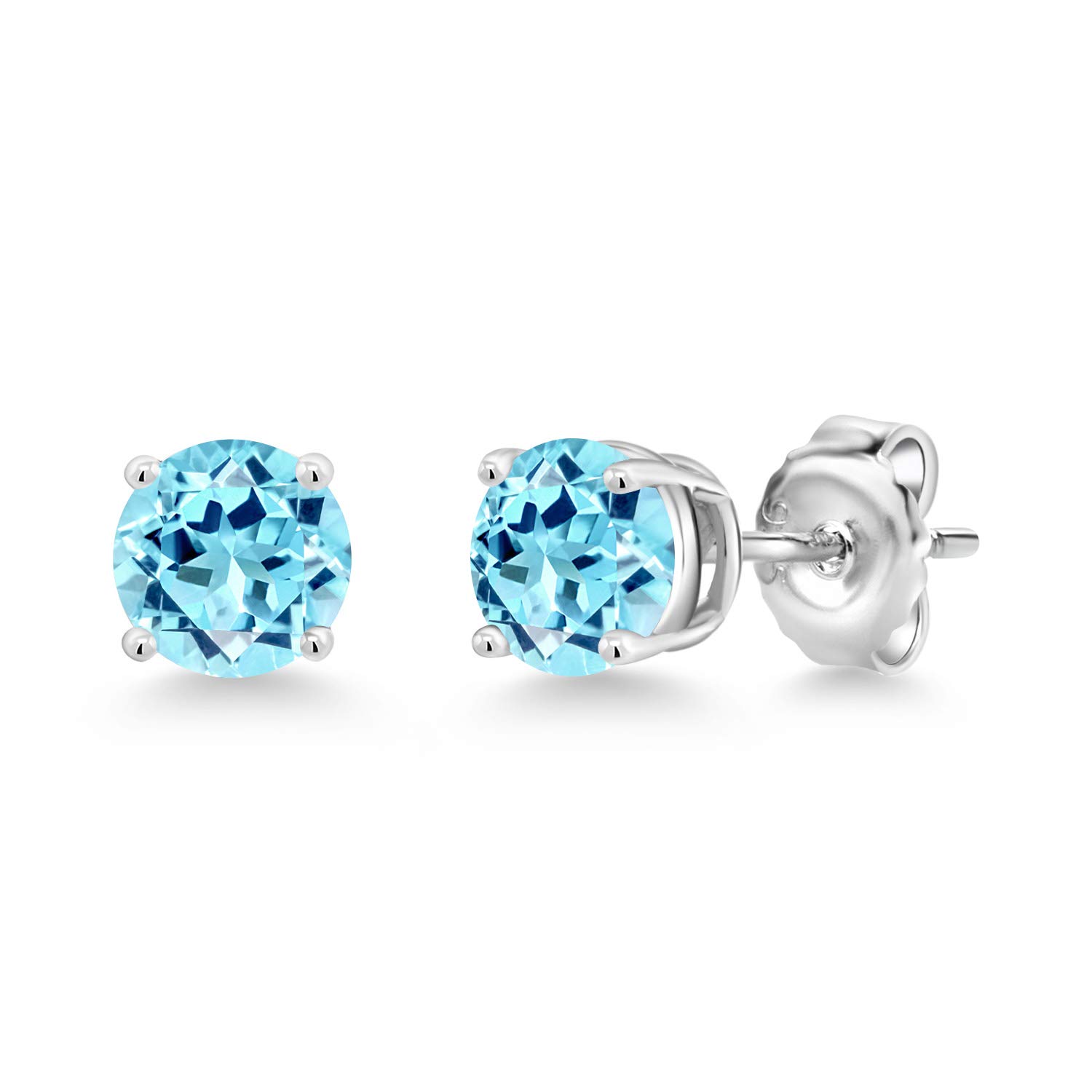 Gem Stone King 925 Sterling Silver 6MM Round Birthstone Stud Earrings for Women & Men - Perfect Gift for Birthday, Anniversary & Everyday Wear