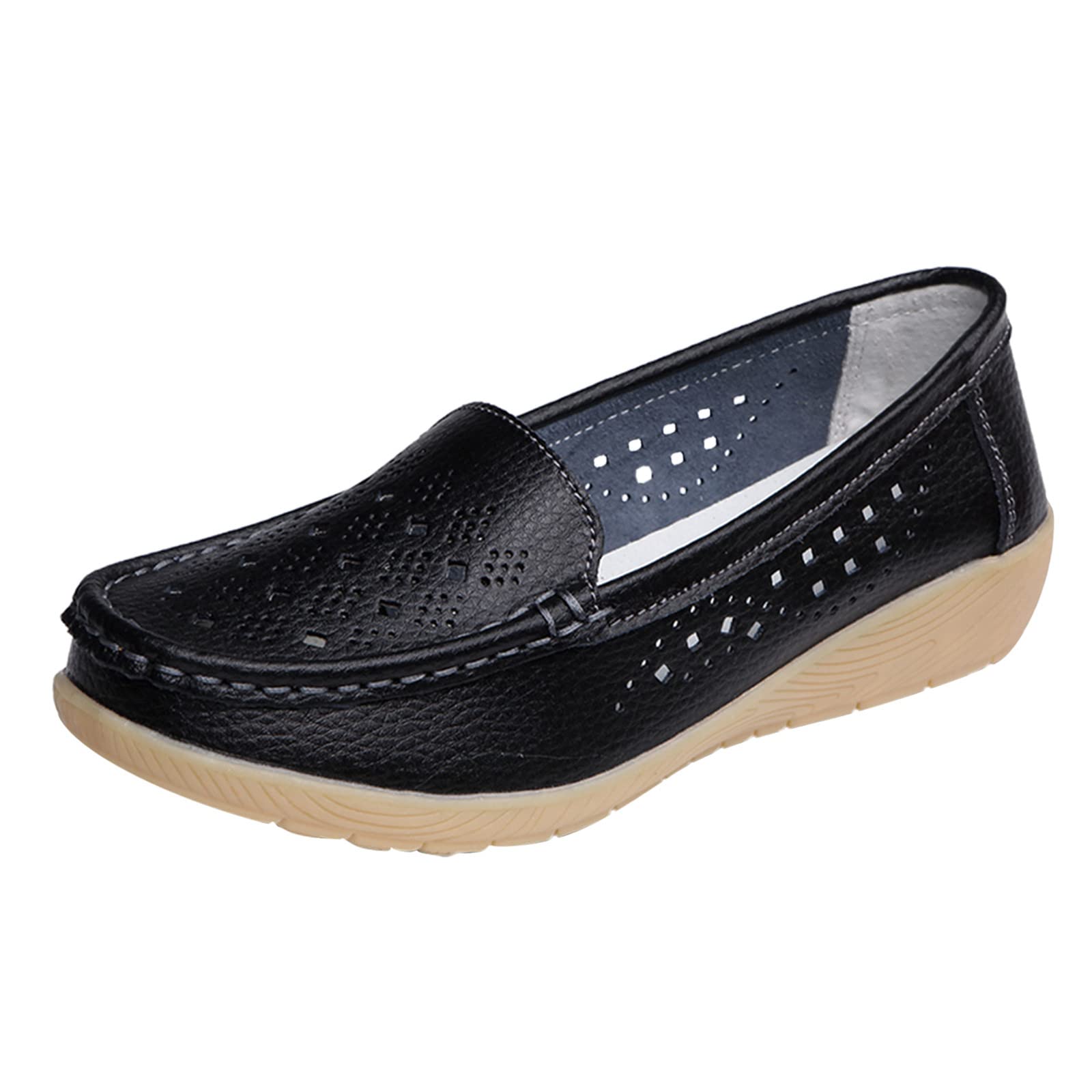 Slip On Women's Comfortable Walking Flat Loafers - Breathable Hollow Out Casual Shoes for Driving & Everyday Wear - Lightweight Women's Loafers for Work, Travel & Outdoor Activities