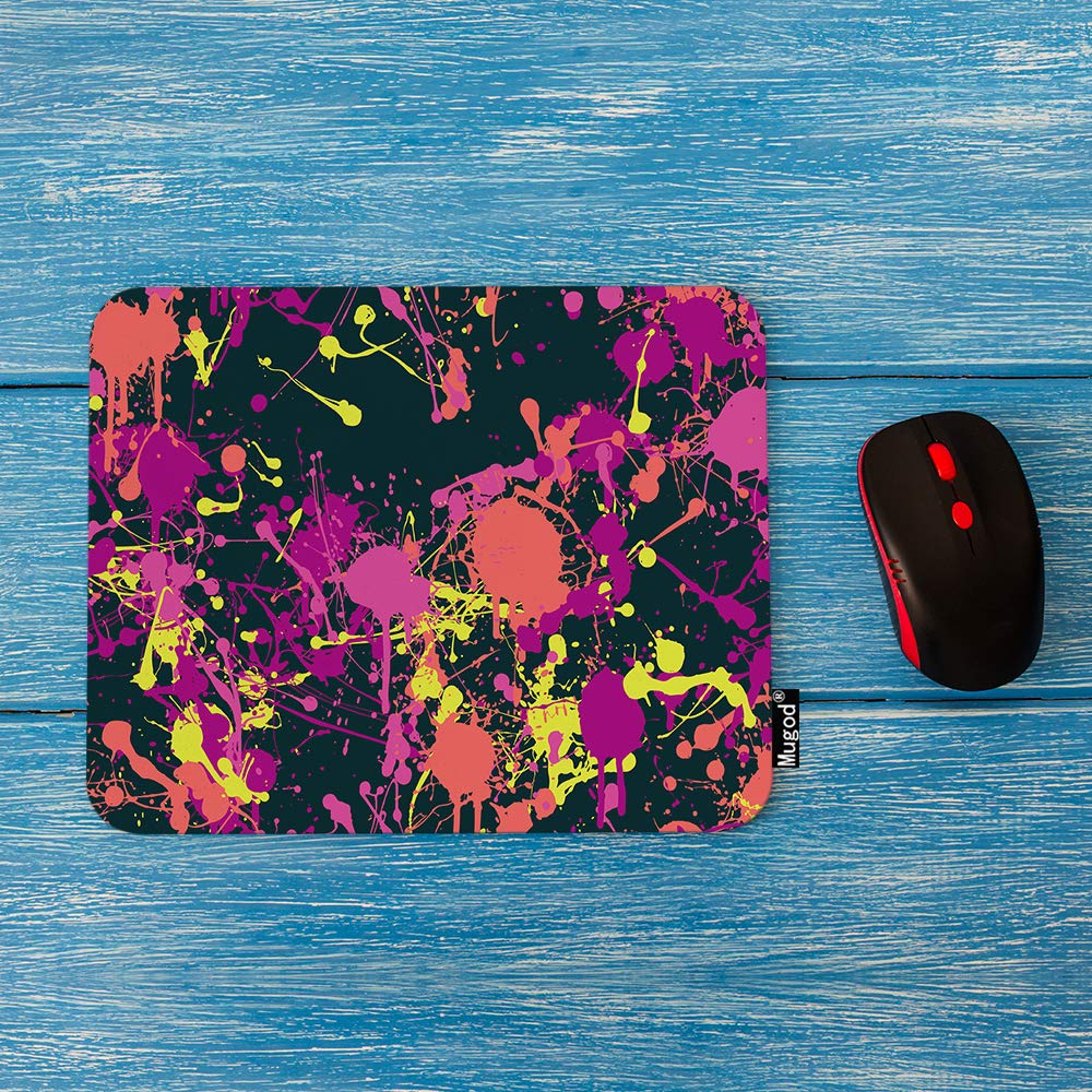 Colorful Abstract Splatter Paint Gaming Mouse Pad - Non-Slip Rubber Base, 9.5x7.9 Inch Neon Blot Design Mouse Mat for PC, Laptop, Office & Home Workspace - Perfect for Gamers, Graphic Designers and Creative Professionals