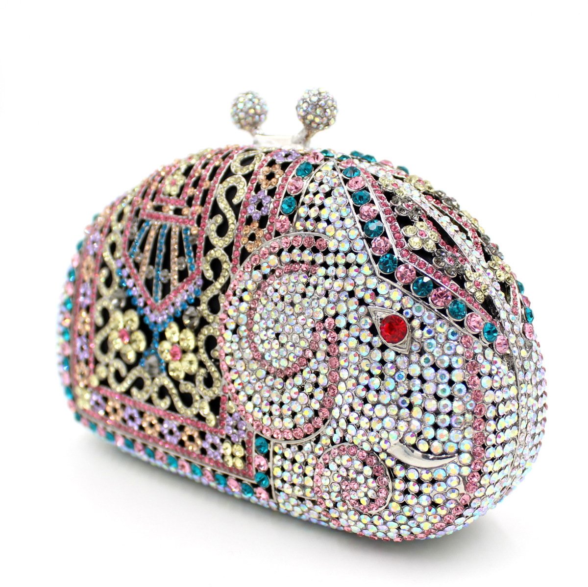 Luxury Women's Evening Bag with Rhinestone Chain - Elegant Wedding Clutch Purse for Parties, Prom & Formal Events - Shiny Elephant Design Handbag for Special Occasions
