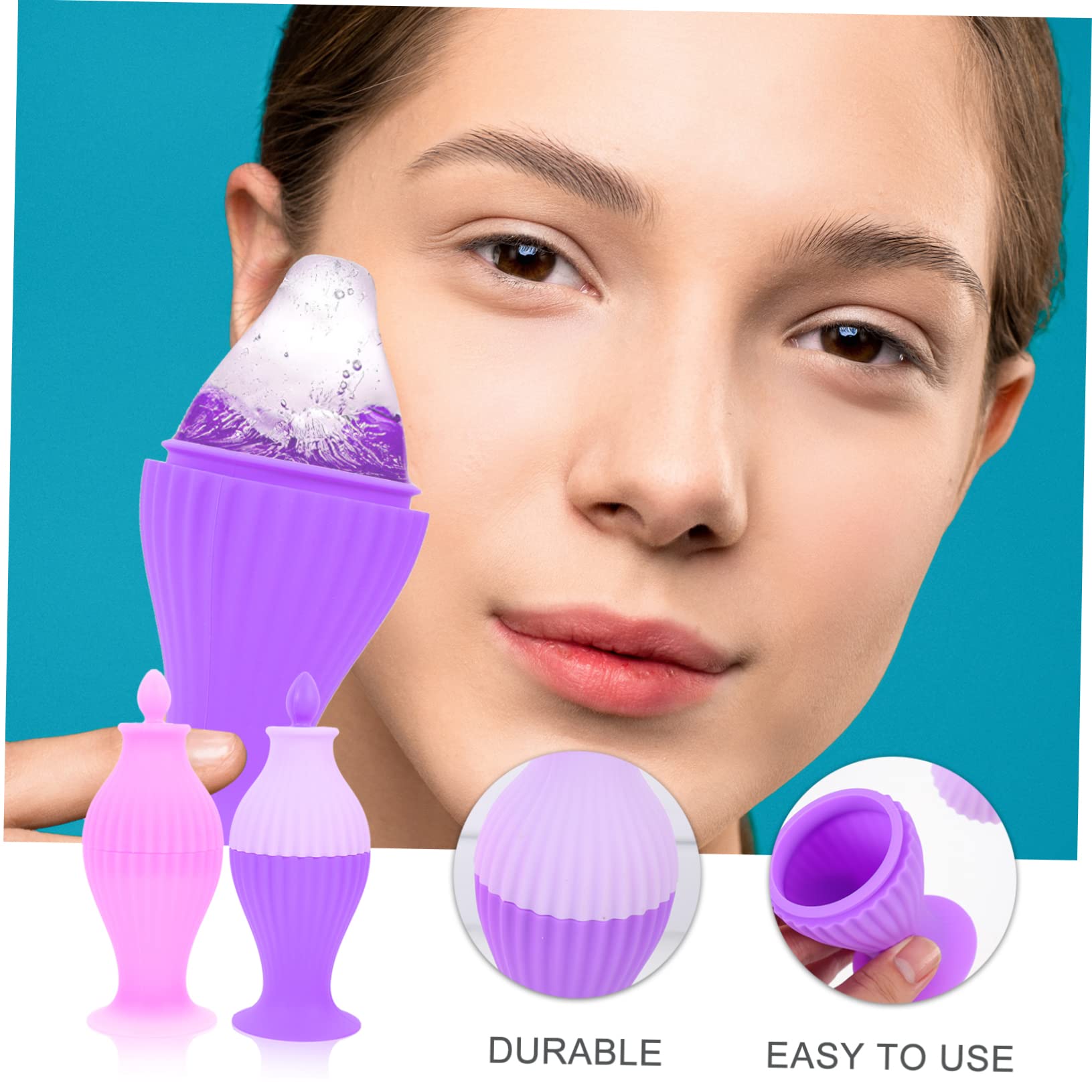 Beatifufu 2-Piece Facial Ice Roller Set - Cooling Therapy Massager for Puffy Eyes, Acne & Skin Tightening | Silicone Ice Face Roller for Skincare Routine, Morning Depuffing & Post-Workout Recovery
