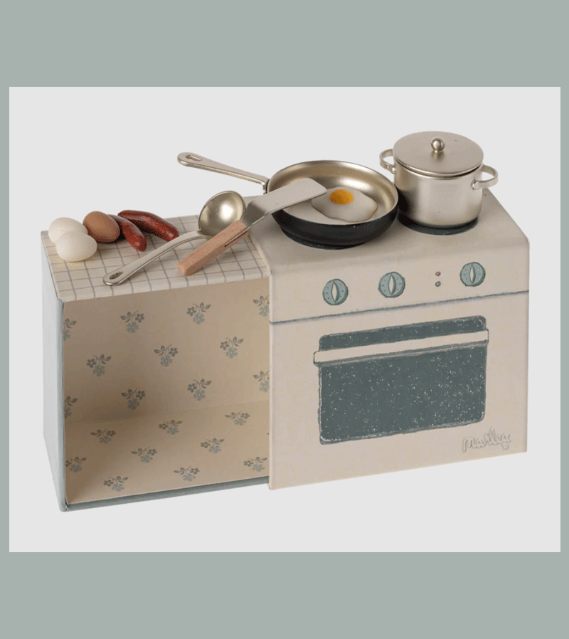 Premium Maileg Mouse Kitchen Cooking Set - Adorable Miniature Play Kitchen Furniture for Kids | Perfect for Pretend Play, Dollhouses & Imaginative Fun