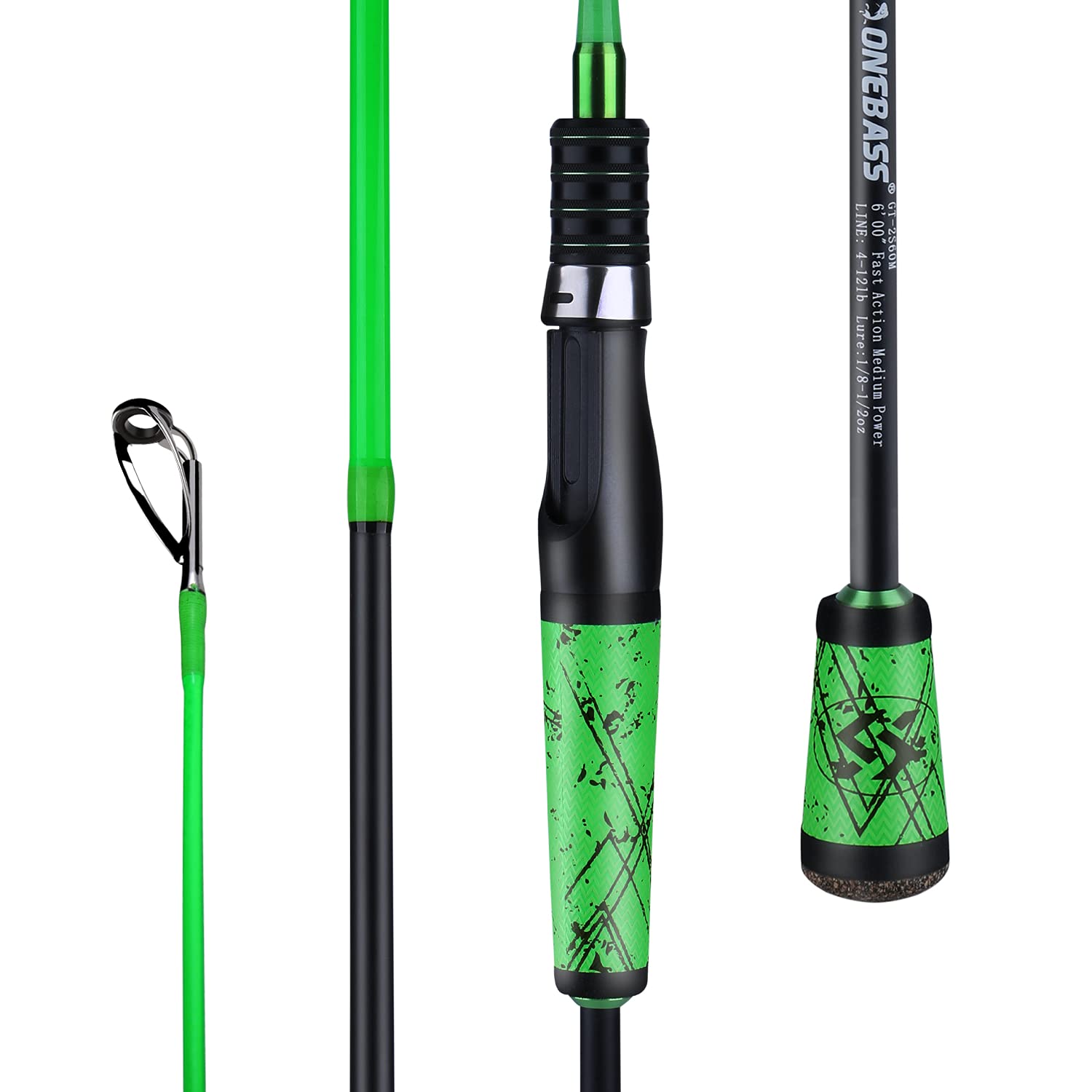 24-Ton Carbon Fiber Bass Fishing Rod - 2-Piece Casting & Spinning Rod with SuperPolymer Handle | Freshwater & Saltwater Fishing Gear for Bass, Trout, Walleye | Ideal for Shore Fishing, Boat Angling & Tournament Use