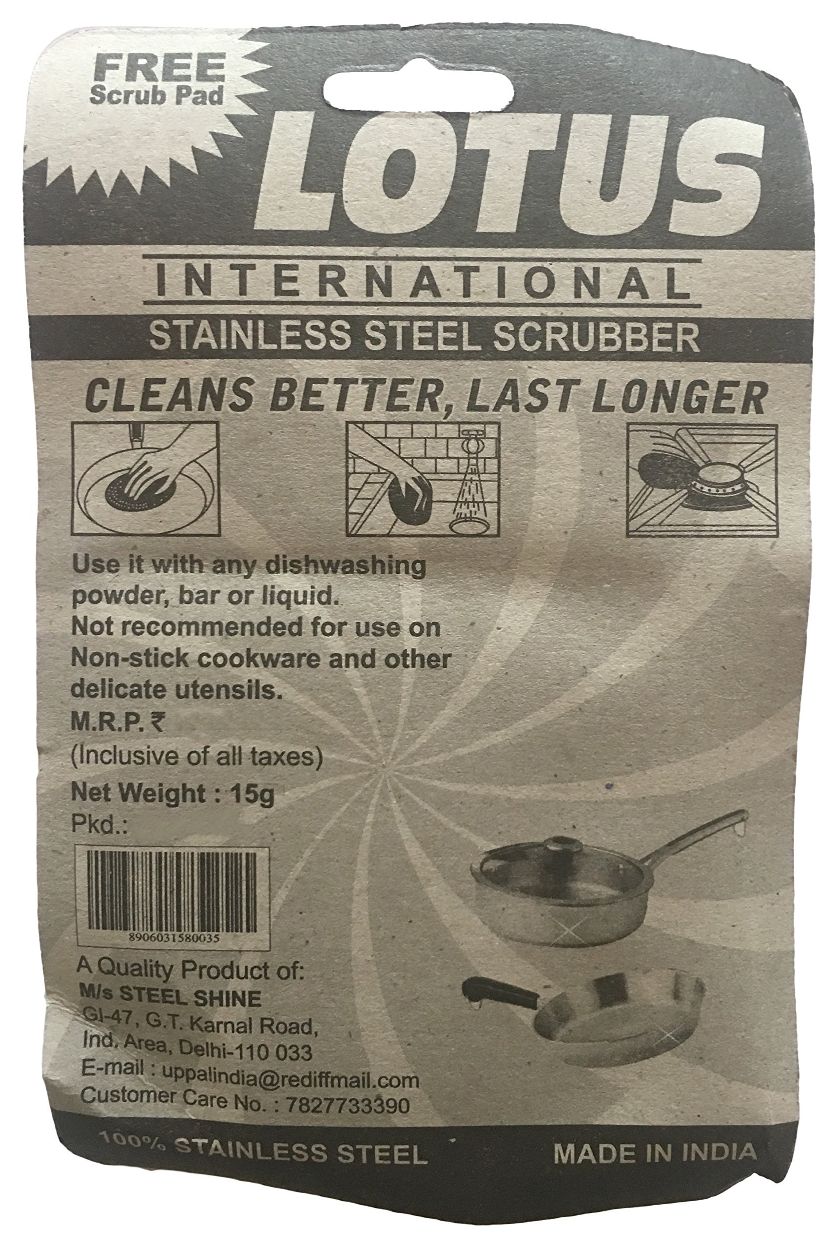 Lotus Multipurpose Scrubber with Scrub Pad - 10 Pack Grey Cleaning Sponges for Kitchen, Bathroom, Dishes & Household Cleaning - Heavy Duty Scouring Pads for Tough Stains & Grease Removal