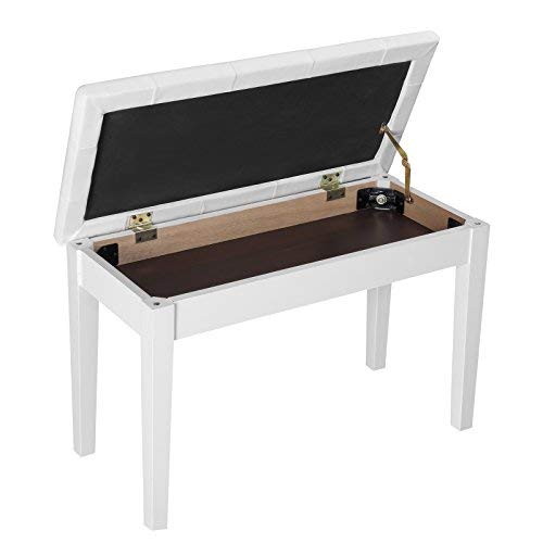 Wooden Keyboard Piano Bench Stool with Storage - Adjustable Height, Comfortable Seat for Beginners & Kids - Perfect for Home, Studio & Music Class (White)