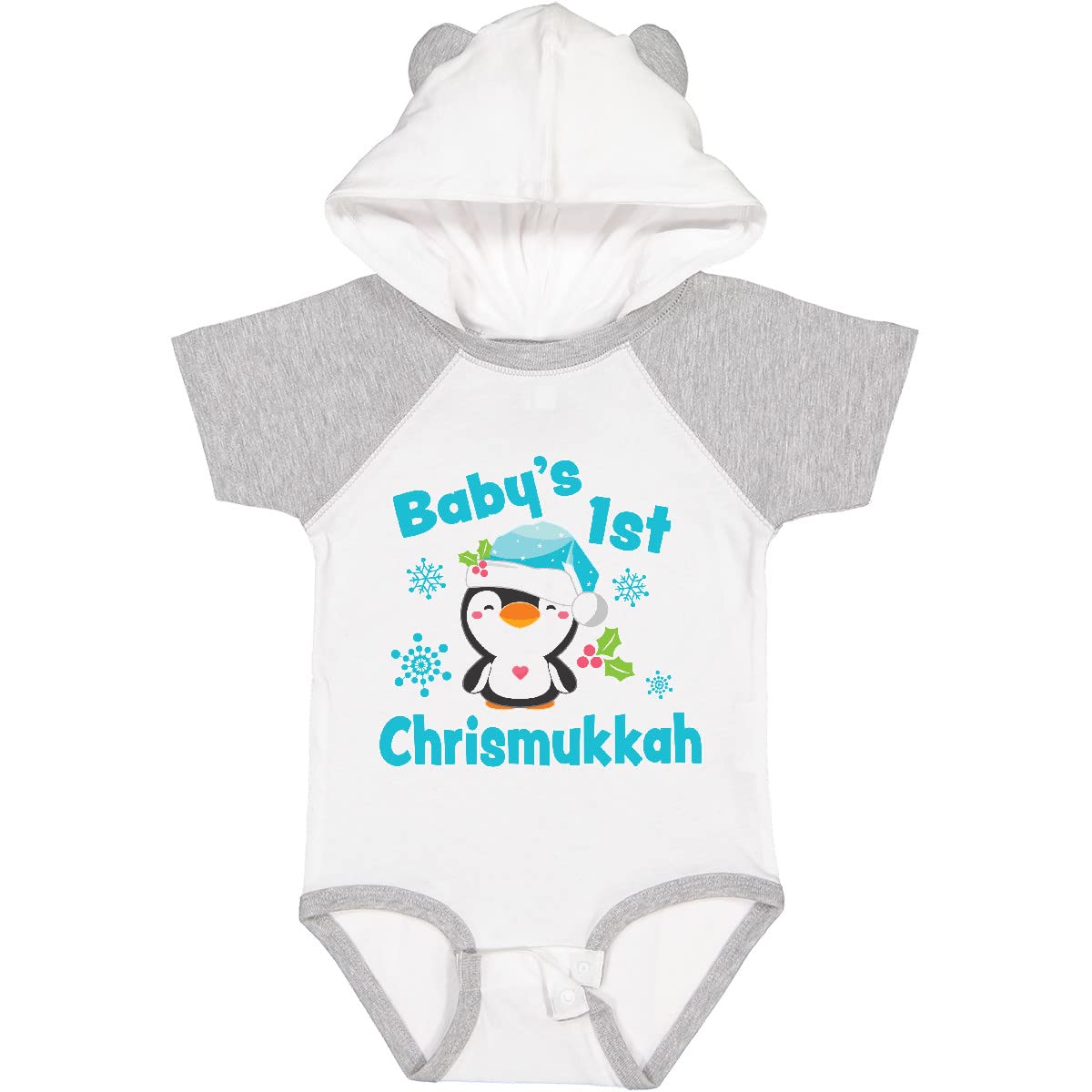 Inktastic Baby's 1st Chrismukkah Outfit - Adorable Penguin Design Baby Bodysuit for Christmas & Hanukkah - Perfect Holiday Gift for Newborns & Infants - Great for Family Photos & Holiday Celebrations
