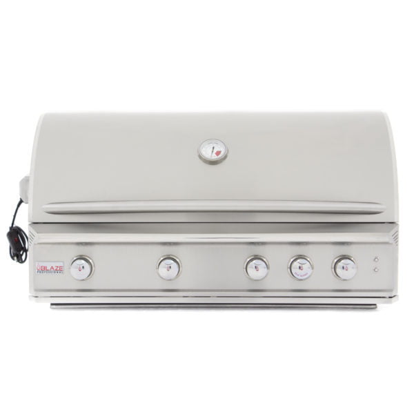 Blaze Professional 44 Inch 4 Burner Built-In Natural Gas Grill with Rear Infrared Burner - BLZ4PRONG - Outdoor Cooking for Backyard BBQs, Patio Parties & Family Gatherings