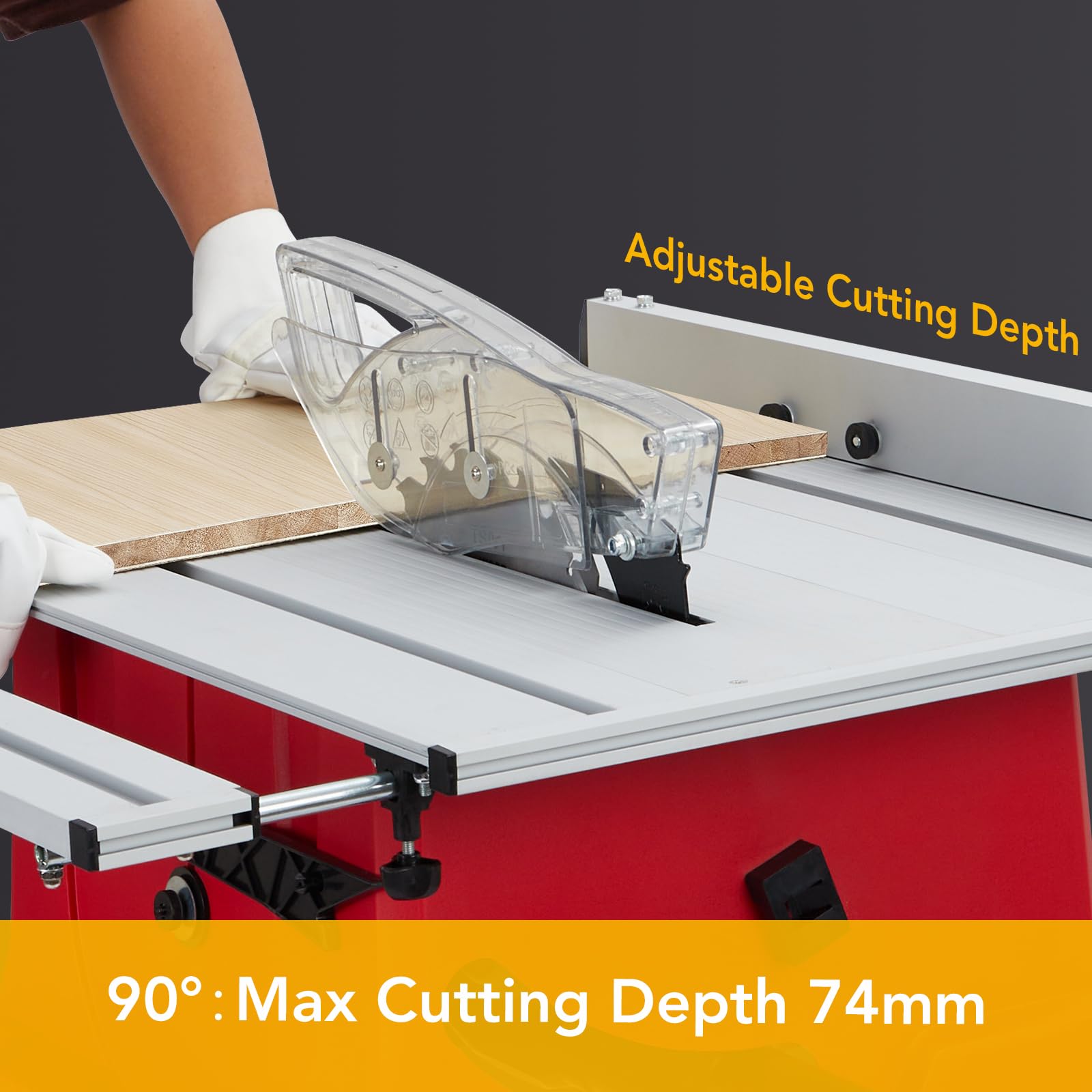 10 Inch 15A 5000RPM Portable Table Saw with Stand - PIONEERWORKS Professional Woodworking Saw with Safety Switch, Push Stick & 90° Cross Cut/0-45° Bevel Cutting - Perfect for DIY Projects, Home Renovation & Carpentry Work