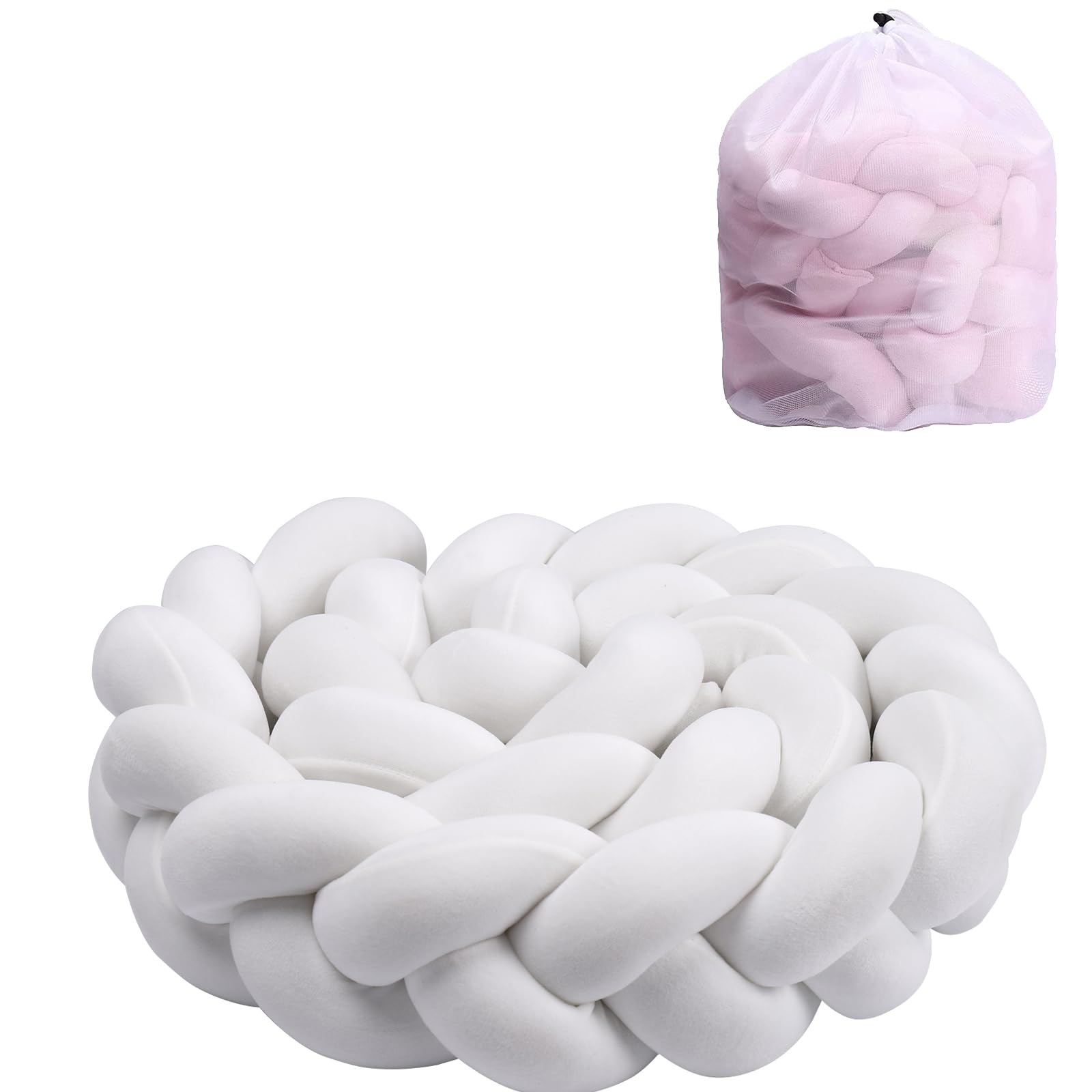 GISUREY 20 Inch Round Cushion - Soft Knot Throw Pillow Handmade Braided Knit Plush Decor for Couch, Sofa & Bed - Perfect for Living Room, Nursery & Home Office