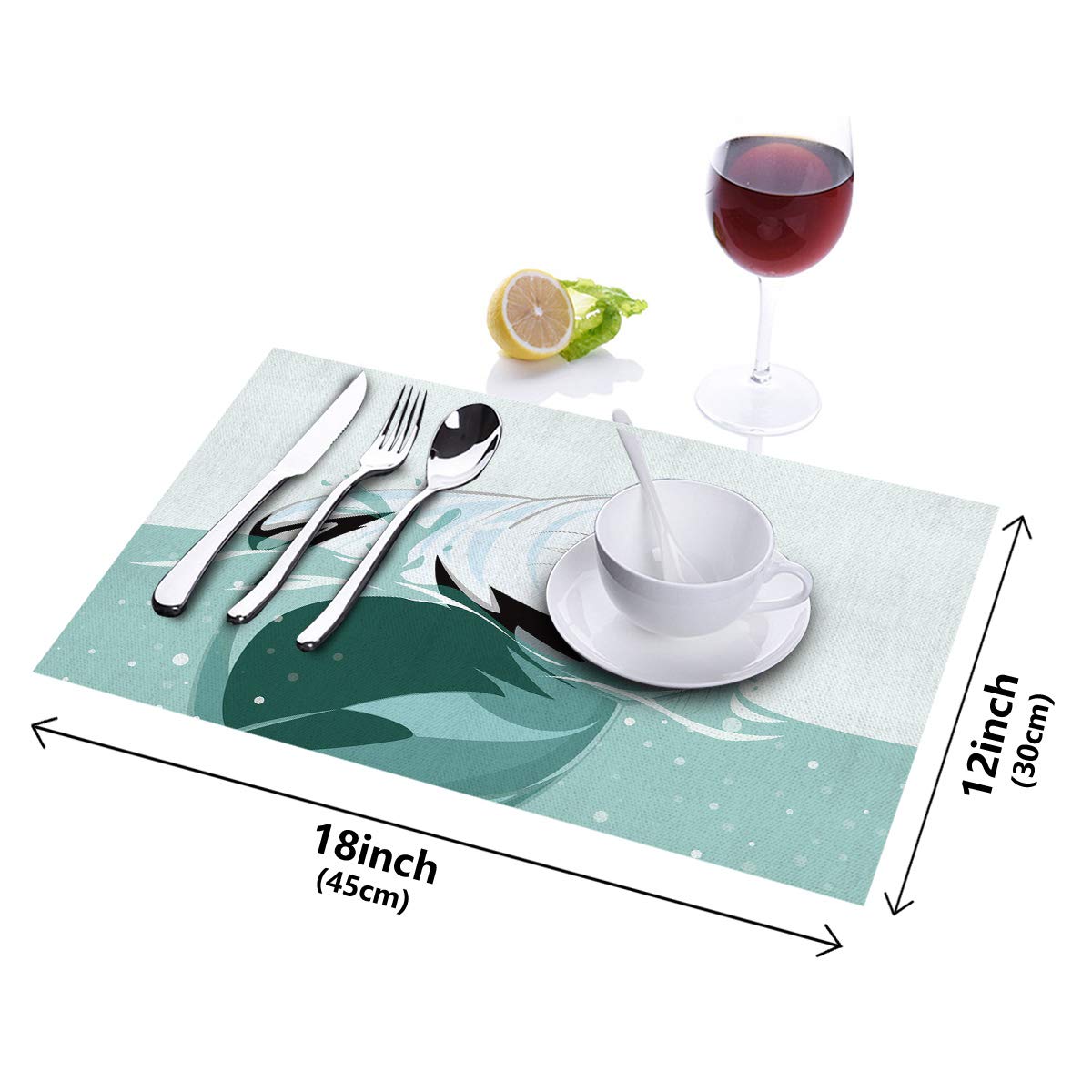 Heat-Resistant Non-Slip Placemats Set of 6 - Washable Cotton Linen Table Mats for Dining Table Decor, Kitchen & Party Use - Cute Animal Seal Design for Home, Banquet and Daily Meals