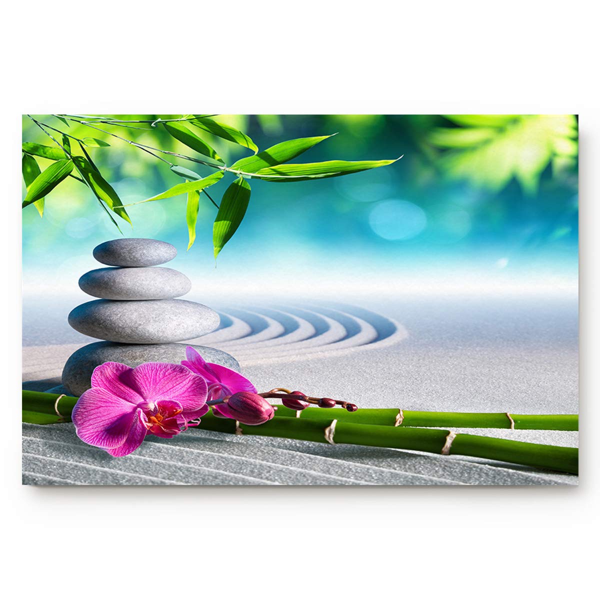 Eco-Friendly Bamboo Doormat with Orchid Stone Design - Non-Slip Indoor Welcome Mat for Front Door Entrance - Soft Low Profile Floor Mat (20