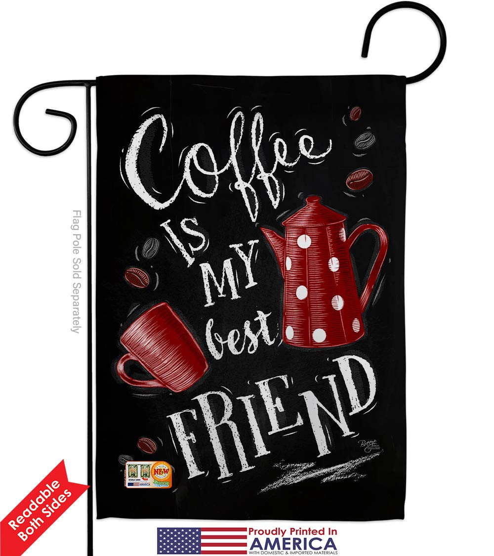 Best Friend Garden House Flags Kit - Double-Sided 28x40 Inch USA-Made Yard Banner for Coffee & Tea Lovers - Perfect for Patio, Garden, and Outdoor Decor - Features Latte, Cappuccino, Espresso, Teapot Designs