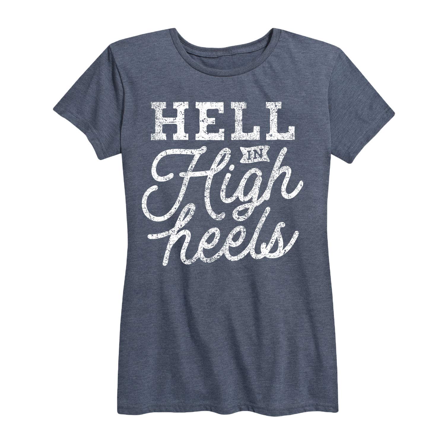 Women's Short Sleeve Graphic T-Shirt with 'Hell in High Heels' Design - Casual Streetwear for Everyday Outfits & Weekend Hangouts