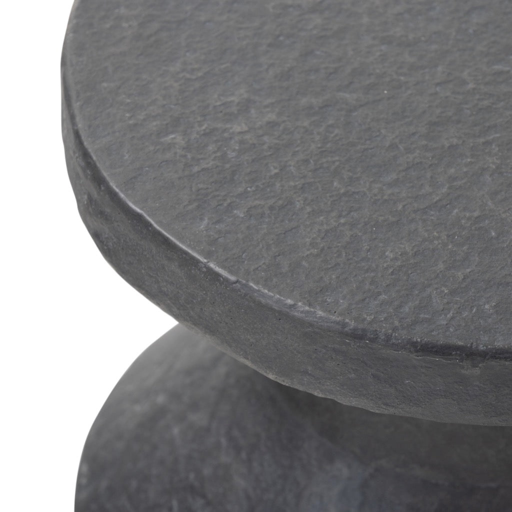 Odeon End Table - Distressed Graphite Concrete Finish Side Table for Living Room, Bedroom & Office | Modern Industrial Nightstand with Storage Shelf
