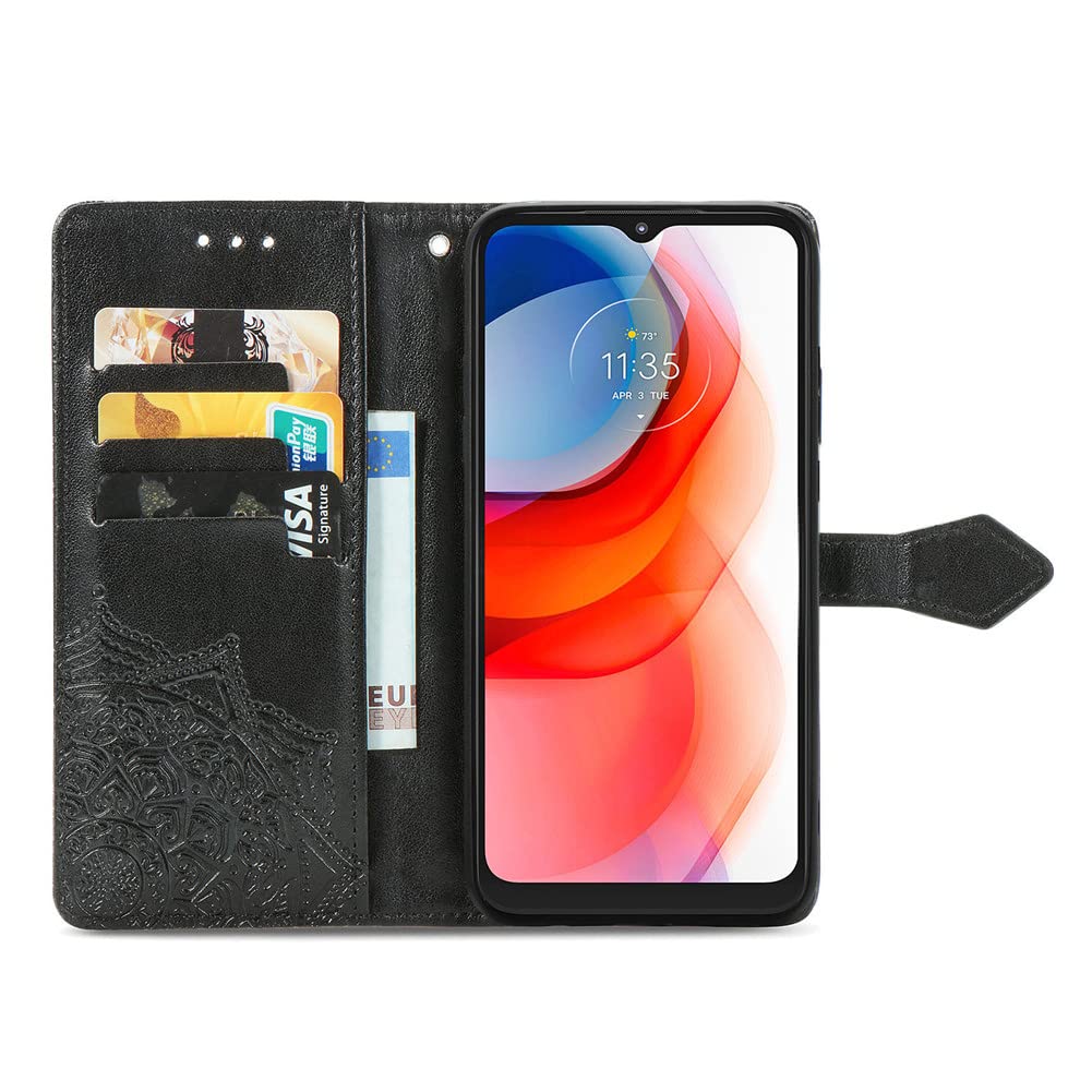 Moto G Play 2021 Leather Wallet Case - Magnetic Flip Cover with Card Slots & Stand for Daily Use