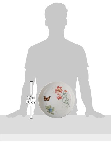 Lenox Butterfly Meadow White Low Serve Bowl - Elegant Serving Dish for Salads, Desserts & Entertaining