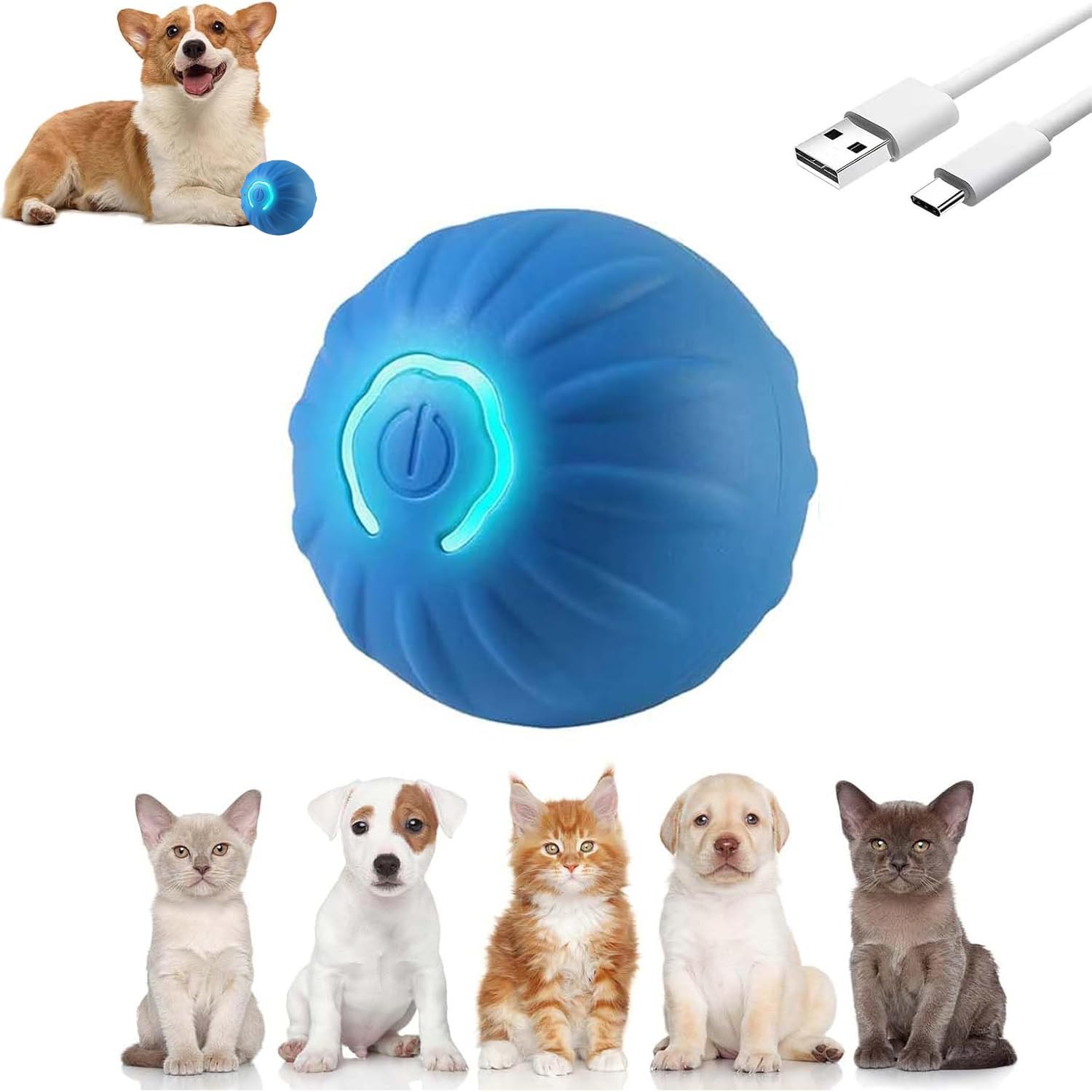 Interactive Shaky Ball Dog Toy - Fun Moving & Shaking Pet Toy for Dogs & Cats - Durable Chew-Proof Design - Perfect for Indoor & Outdoor Play (Blue)