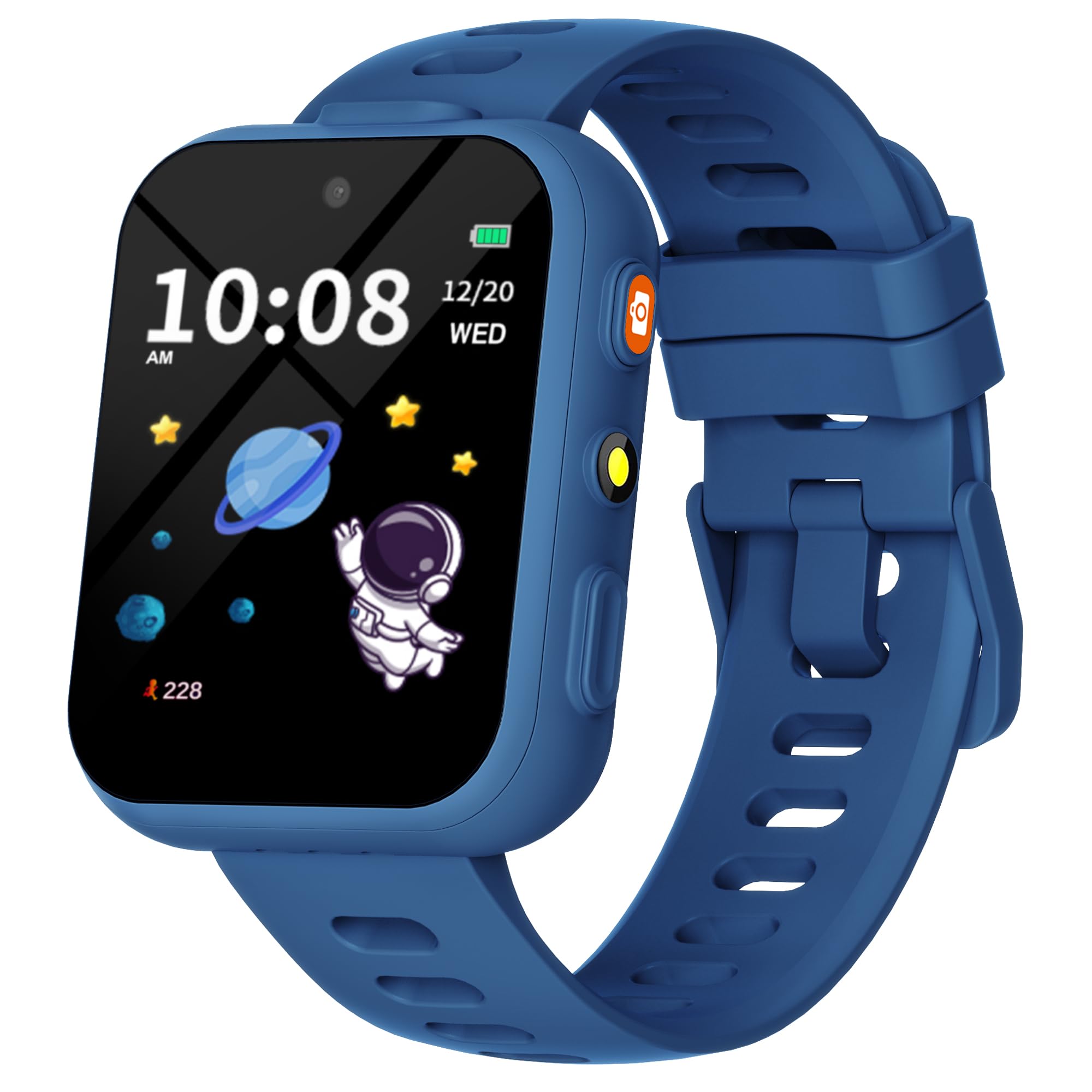BIGGERFIVE Kids Smart Watch with Dual Camera - 30 Puzzle Games, Video Music Player, Audiobooks, Pedometer | Educational Learning Toy & Birthday Gift for Boys Girls Age 4-10 (Blue) | Perfect for School, Outdoor Play & Family Activities