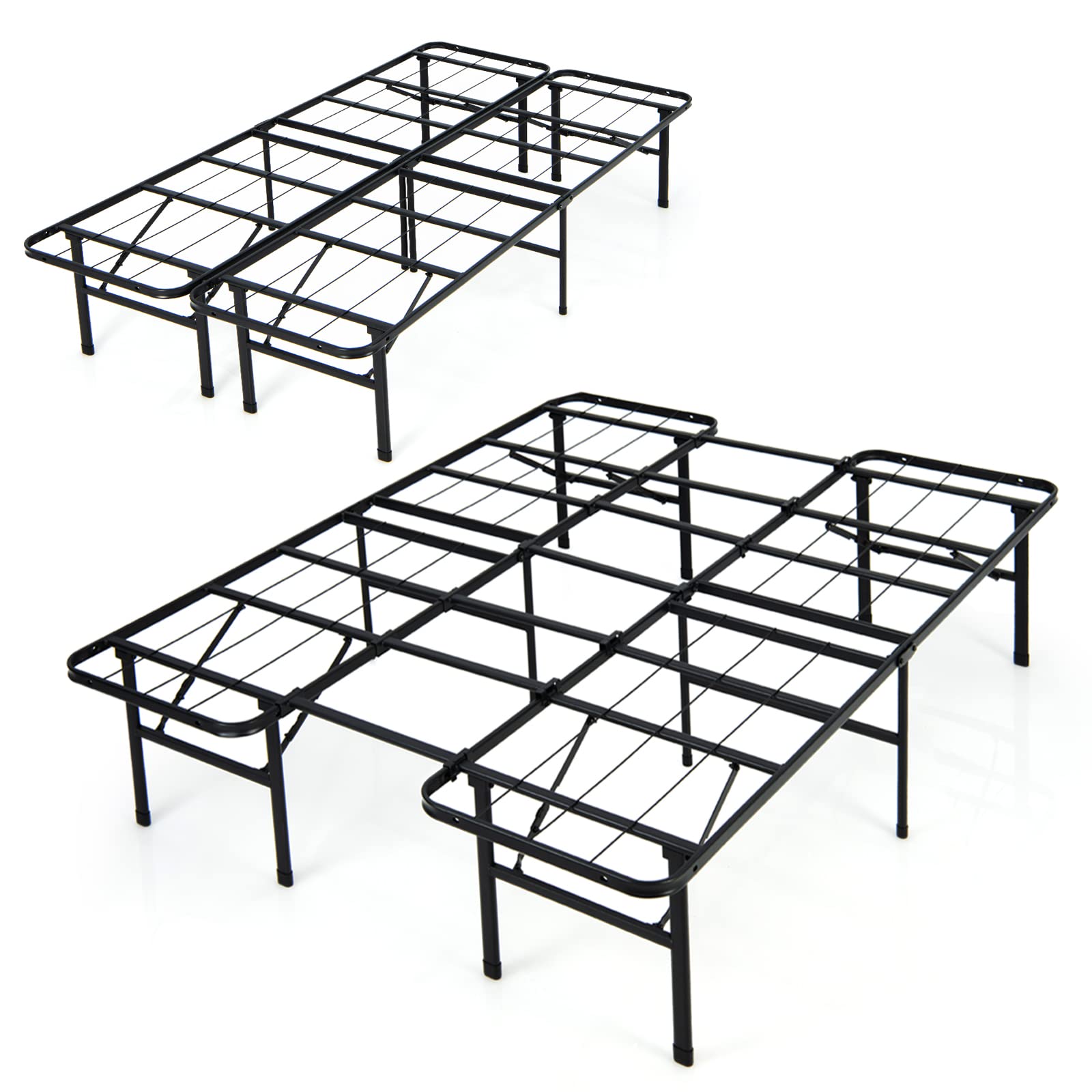 Giantex Folding Bed Frame - Twin/Full Size Portable Platform Bed with 660 LBS Capacity, No Box Spring Needed, Easy Tool-Free Assembly for Kids, Teens & Adults - Perfect for Guest Rooms, Dorms, Camping & Temporary Sleeping Solutions
