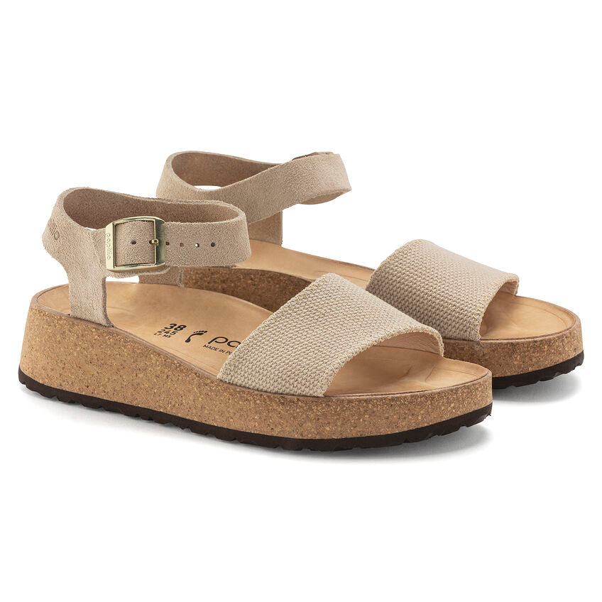 Birkenstock Women's Glenda Sandals - Suede Leather Textile Upper in Sandcastle Color | Comfortable & Stylish for Casual Wear, Beach, and Everyday Use